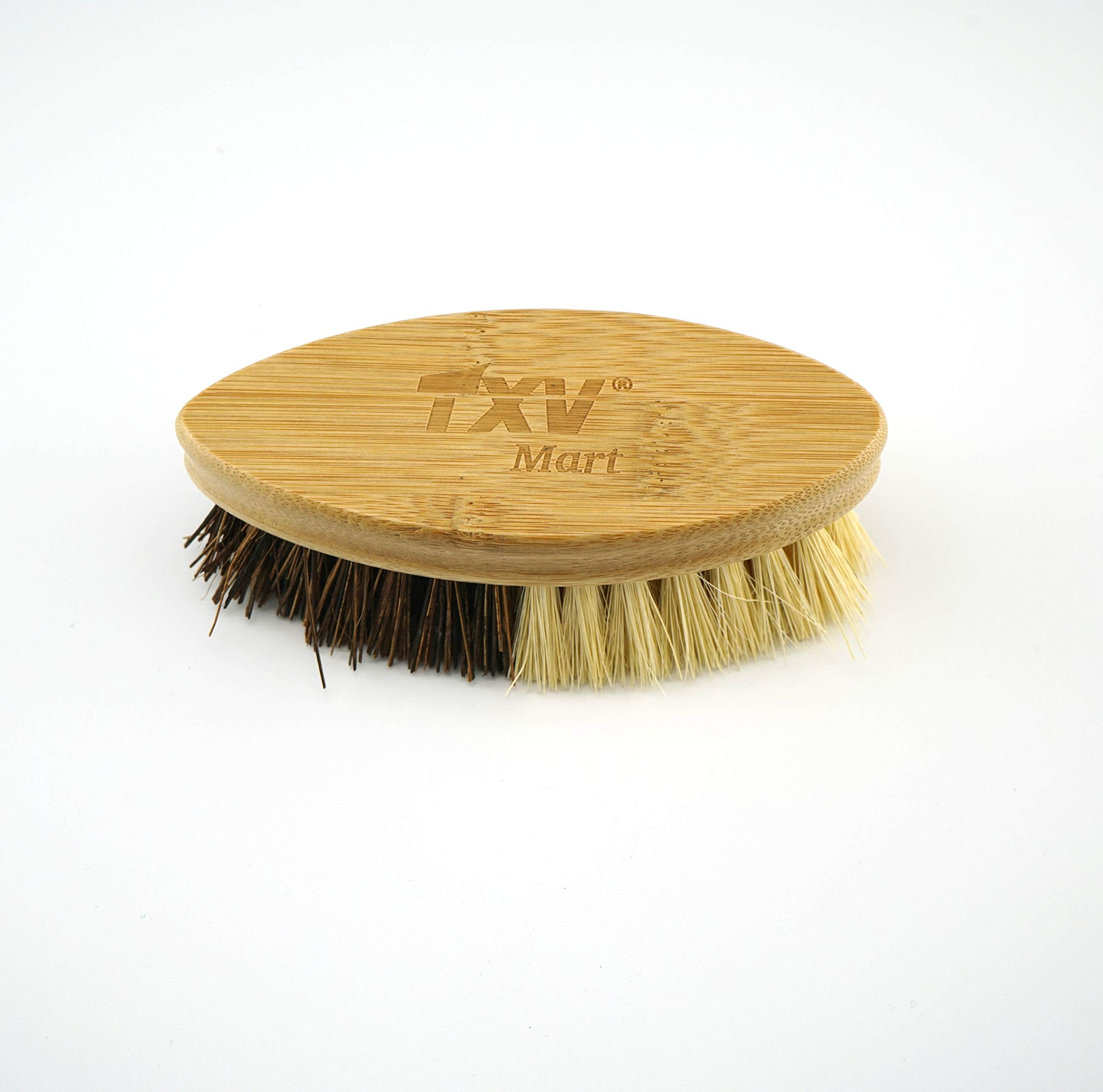 Txv Mart Natural Bamboo Fruits And Vegetable Brush Scrubber With Coconut Fibre And Sisal Bristles | Multi Purpose Bamboo Cleanin