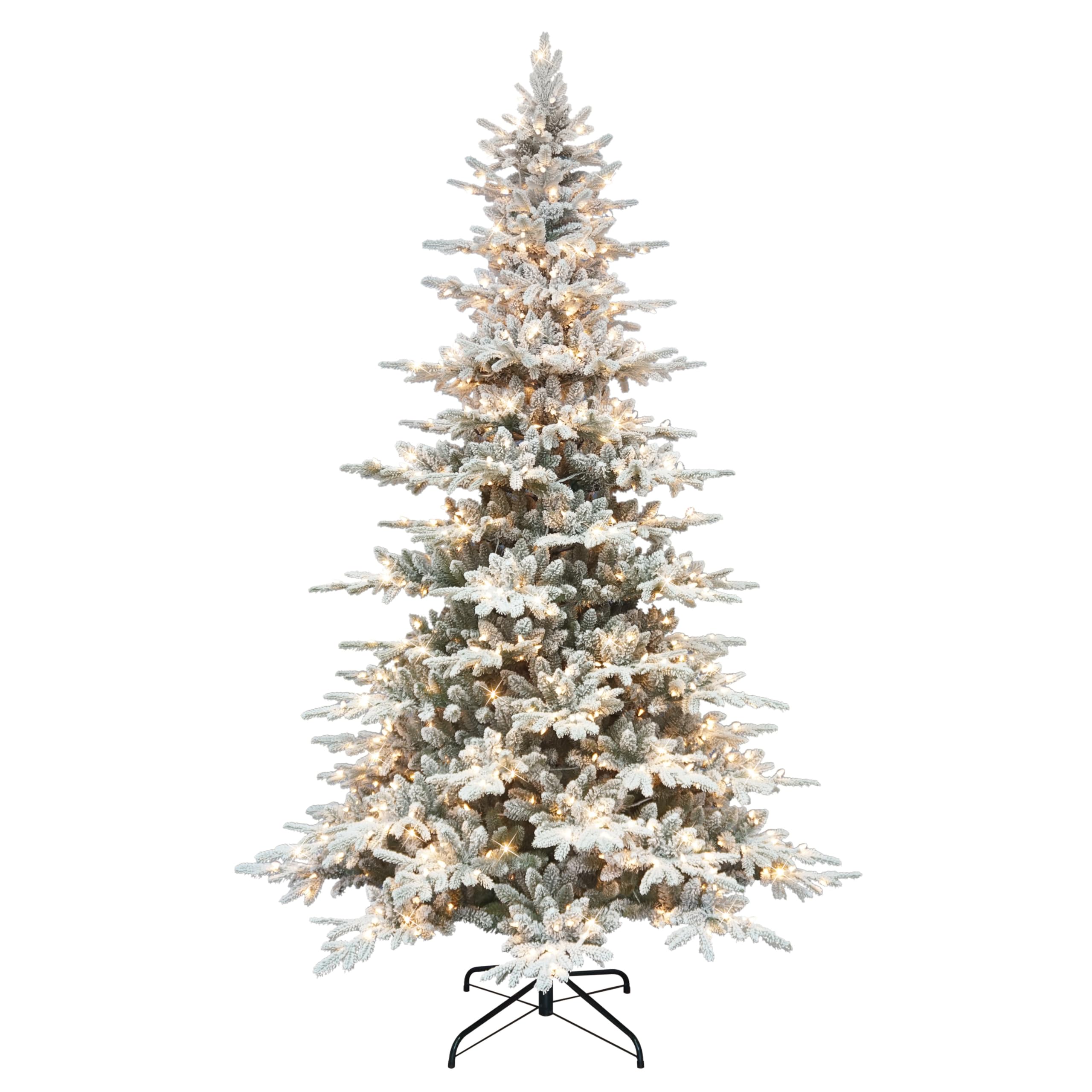9 ft Pre-lit Flocked Utah Fir Tree, 3077 PE/PVC Tips, 800 UL Clear Incandescent Lights