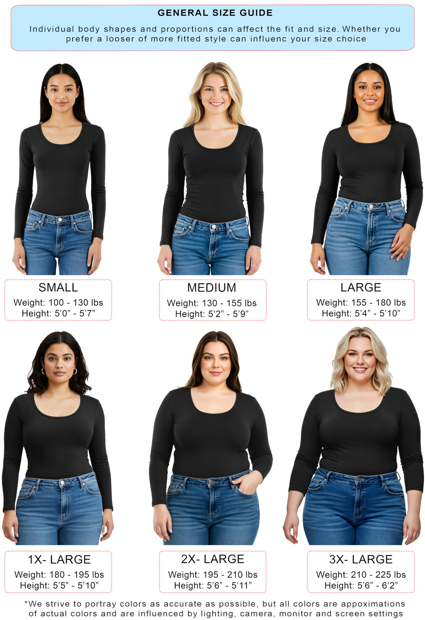 Emmalise Womens Junior And Plus Size Basic Scoop Neck Tshirt Long Sleeve Tee, Large, 3Pk Black, Olive, White