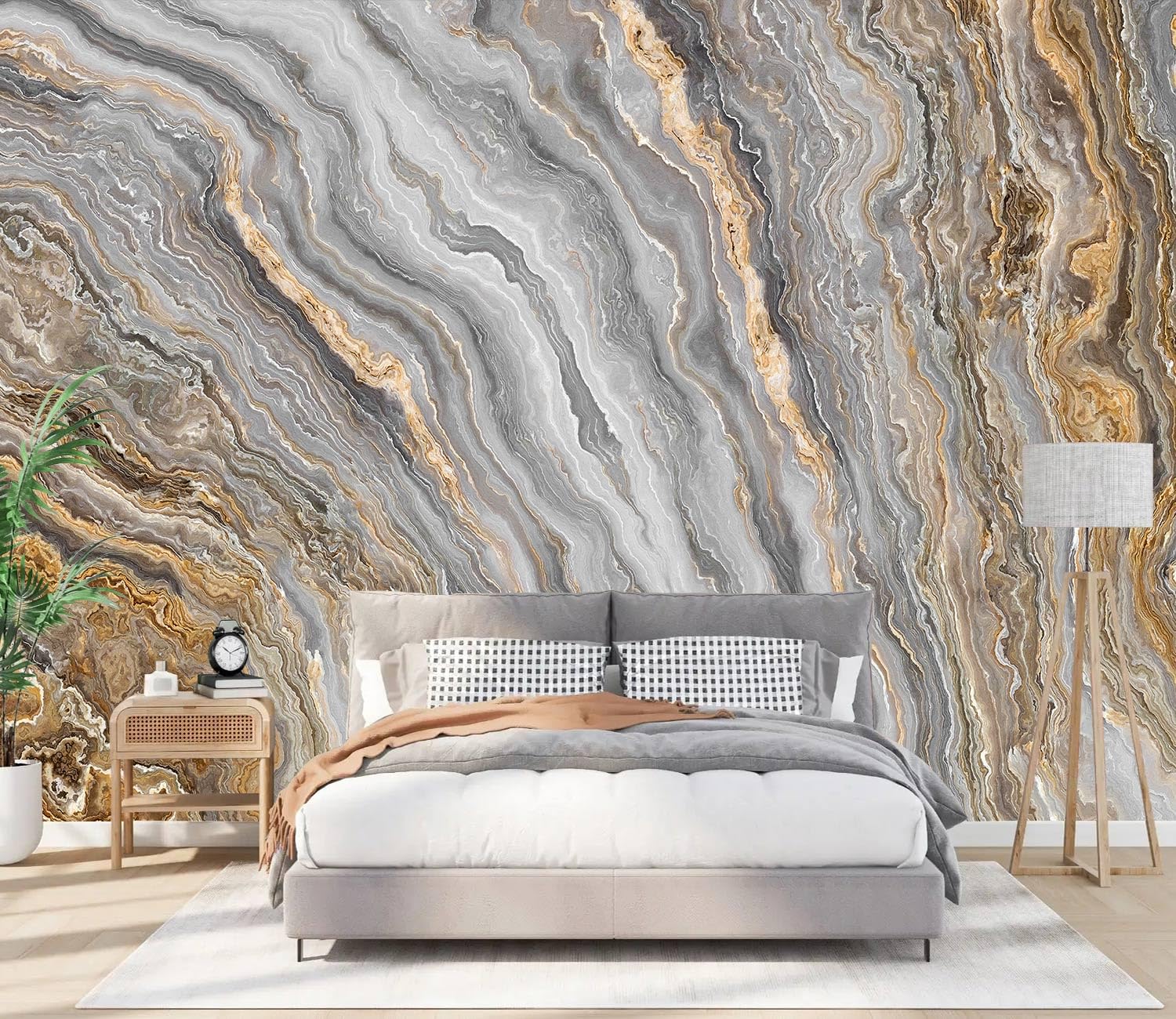PYFFYP- Gold Marble Wallpaper Abstract wall murals for Living Room(Not Peel and Stick)