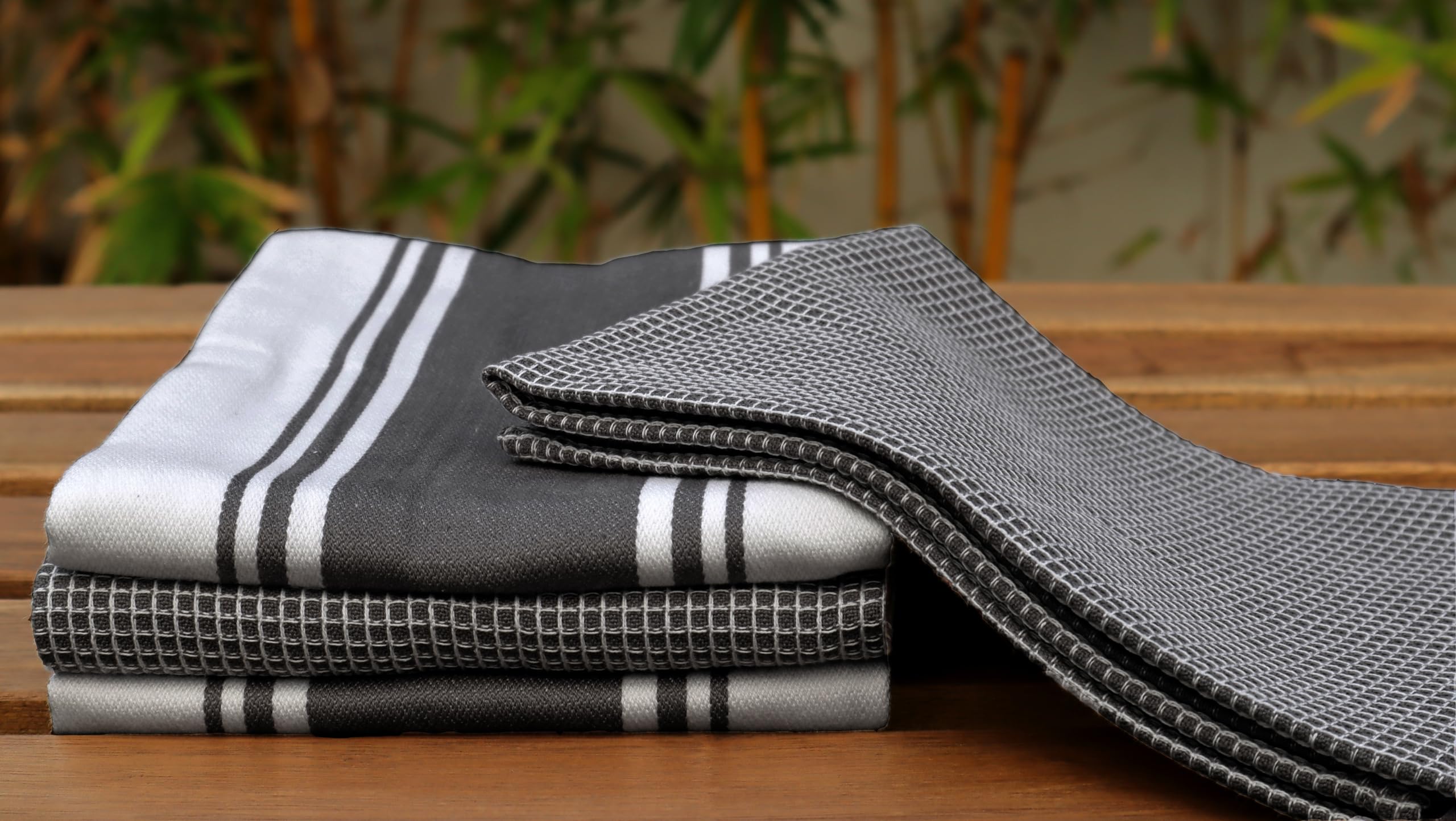 Amour Infini Cotton Kitchen Towels - Set Of 4 Highly Absorbent, Ultra Soft Waffle Weave Tea Towel With Hanging Loop - 20X28 Inch