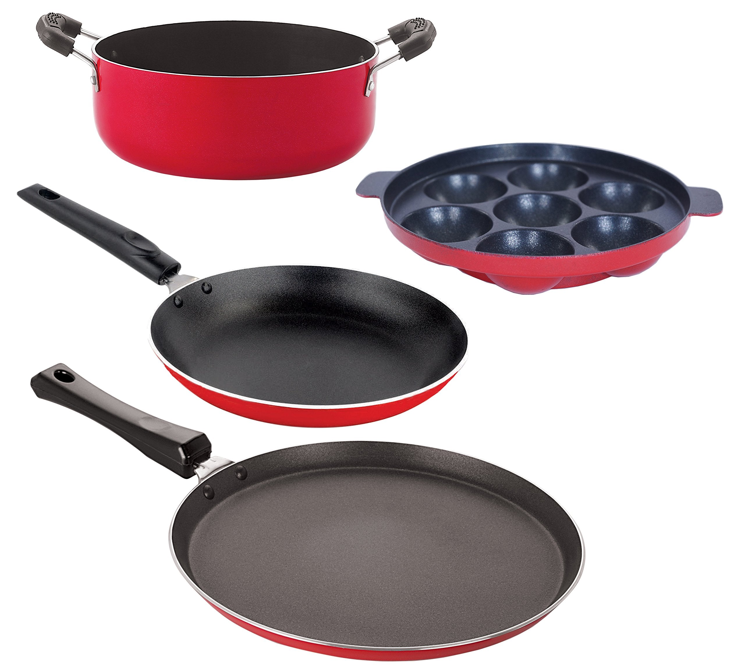 Nirlon NonStick Heat Resistance Aluminium Gas Compatible Cookwares Item Set 4 Piece