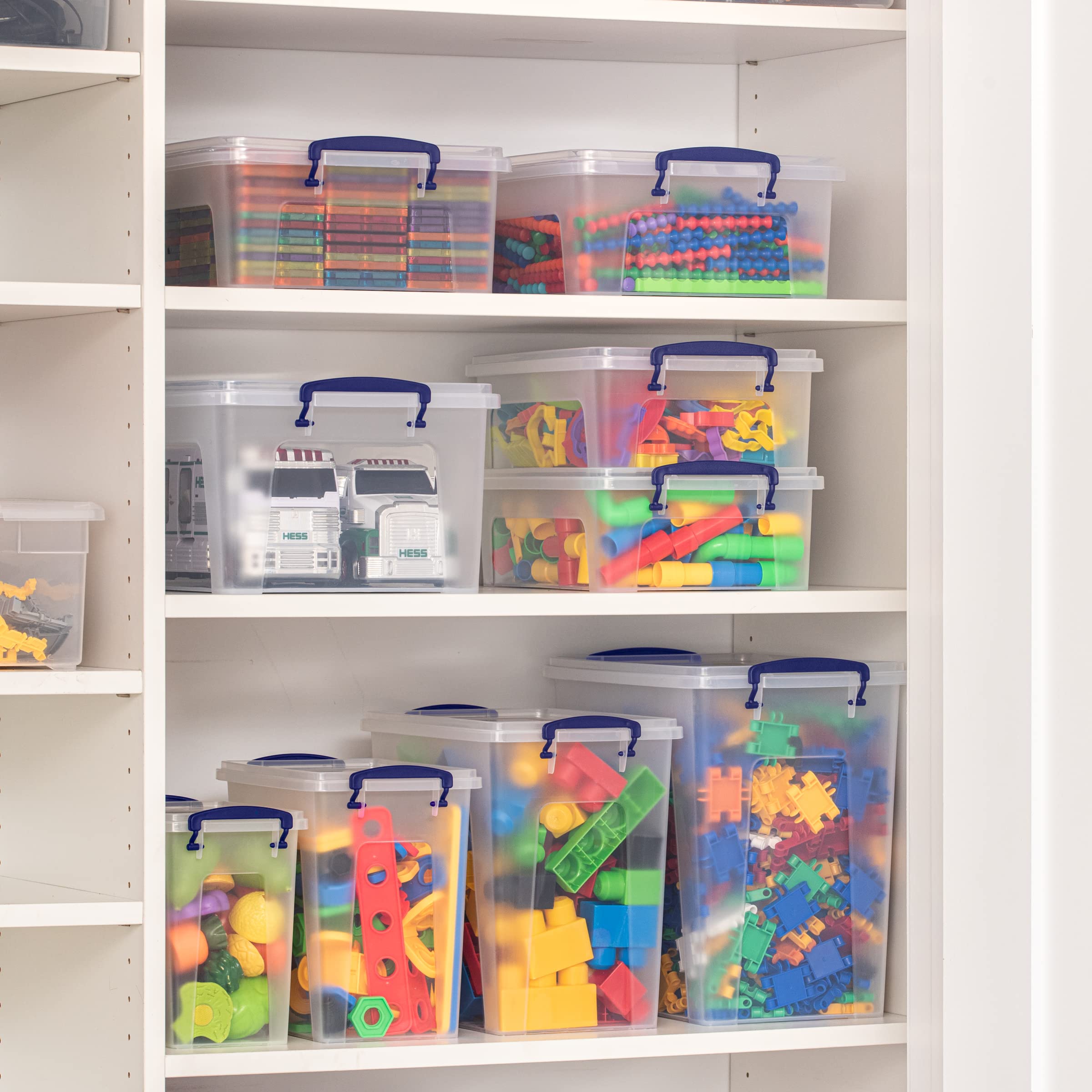 Superio Clear Storage Bins With Lids, Stackable Deep Storage Boxes With Latches And Handles, Extra Small, 4 Pack, Deep Container