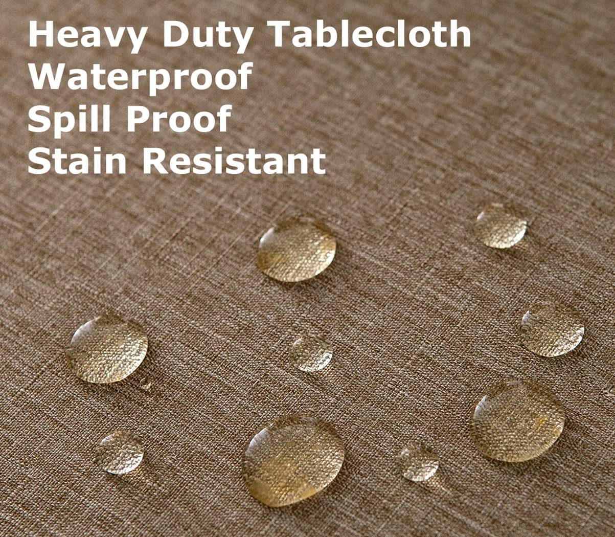 Tektrum 70 Inch Round Faux Linen Textured Tablecloth Table Cover - Waterproof/Spill Proof/Stain Resistant/Wrinkle Free/Heavy Dut