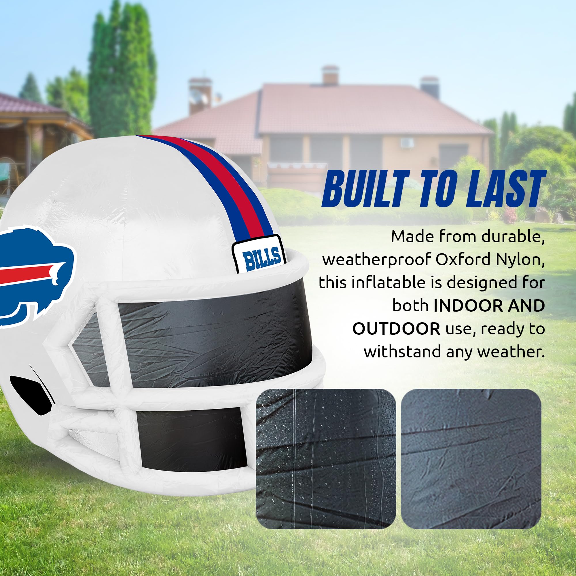 Sporticulture NFL Buffalo Bills 4ft Inflatable Helmet with LED Lights & Built-in Blower - Merchandise Decor Ideal for Lawn, Fron