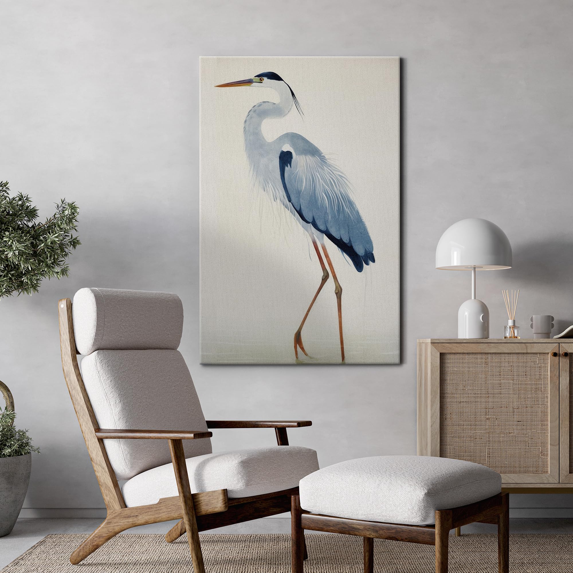 Wall26 Canvas Print Wall Art Watercolor Pastel Blue Heron Galapagos Bird Animals Wilderness Illustrations Modern Art Antique Vin