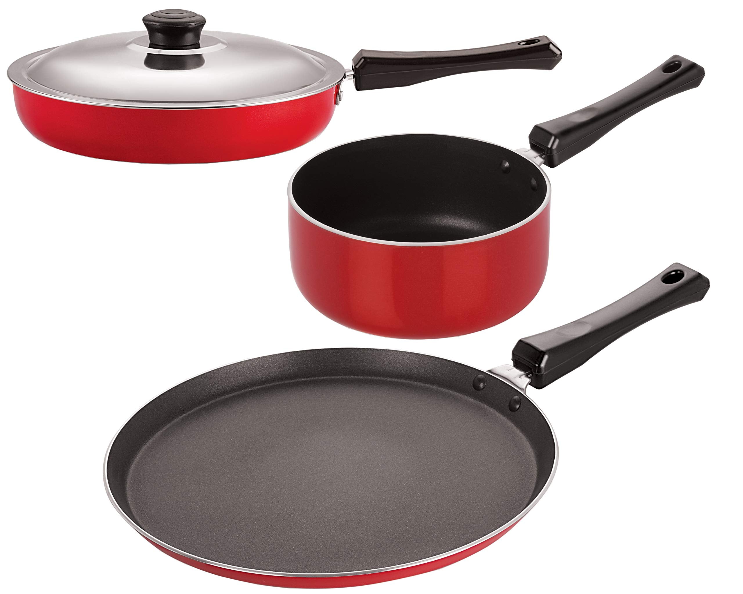Nirlon Nonstick Aluminium Rust Free 3 Piece NonInduction Kitchenware Essential Set