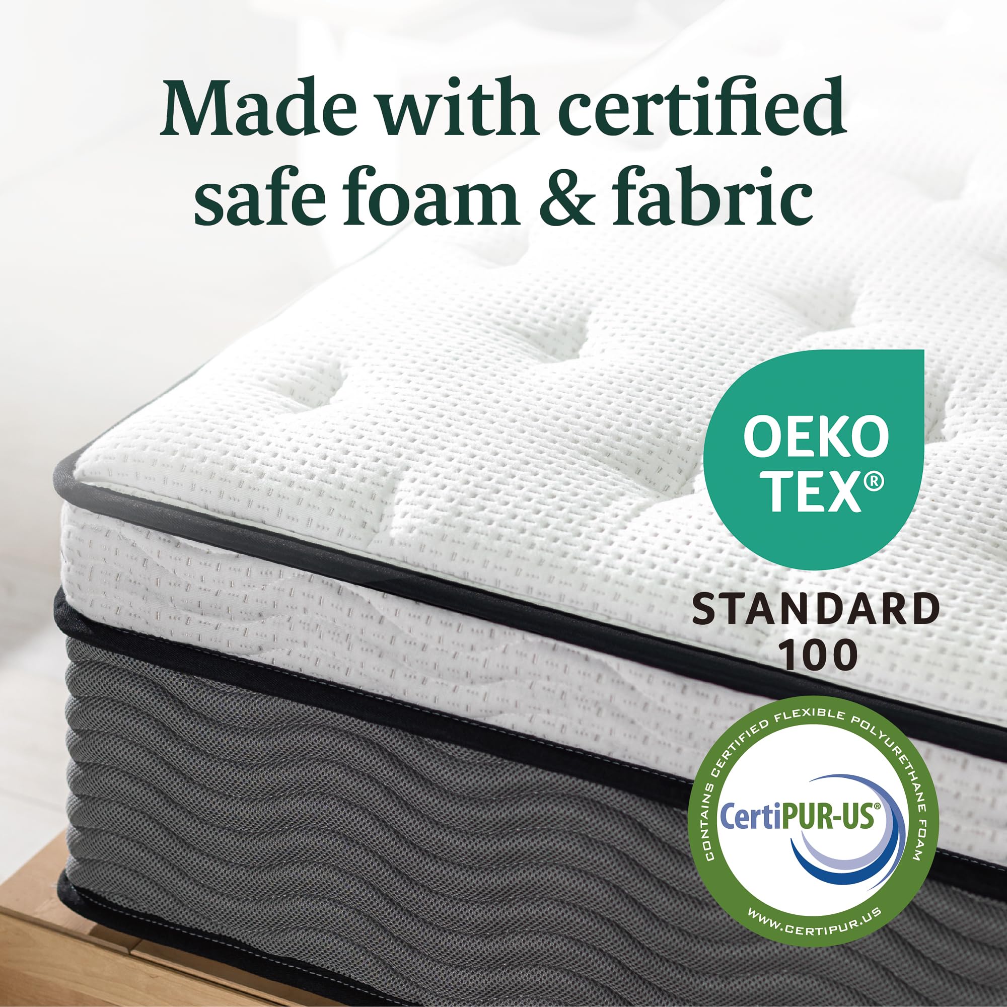 Zinus 12 Inch True Support Hybrid Mattress [New Version], Full, Fiberglass Free, Medium Feel, Motion Isolation, Certified Safe F