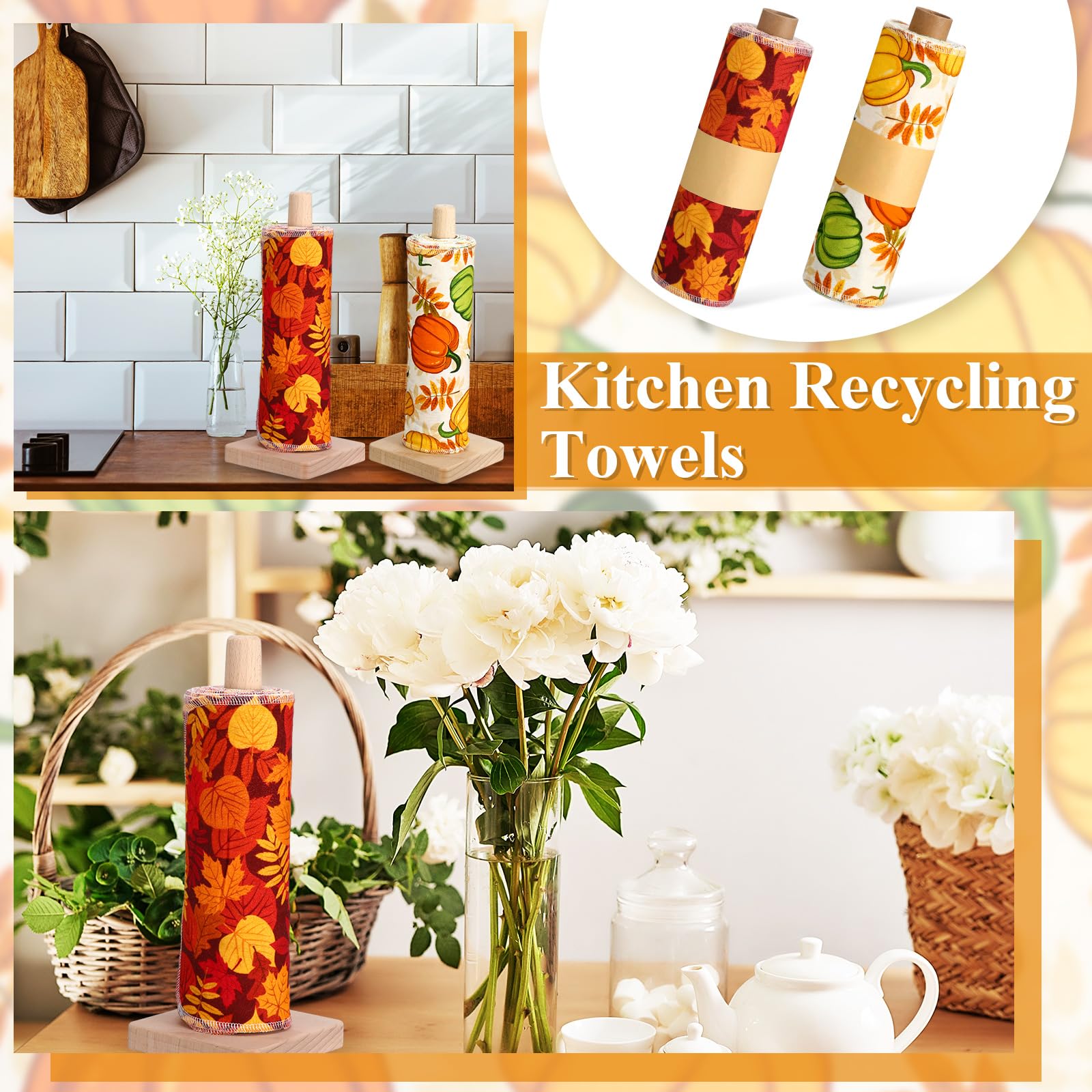 Redbaker 50 Pcs Reusable Paper Towels Paperless Reusable Cotton Cloths Toilet Absorbent Washable Paper Towels with Roll Kitchen