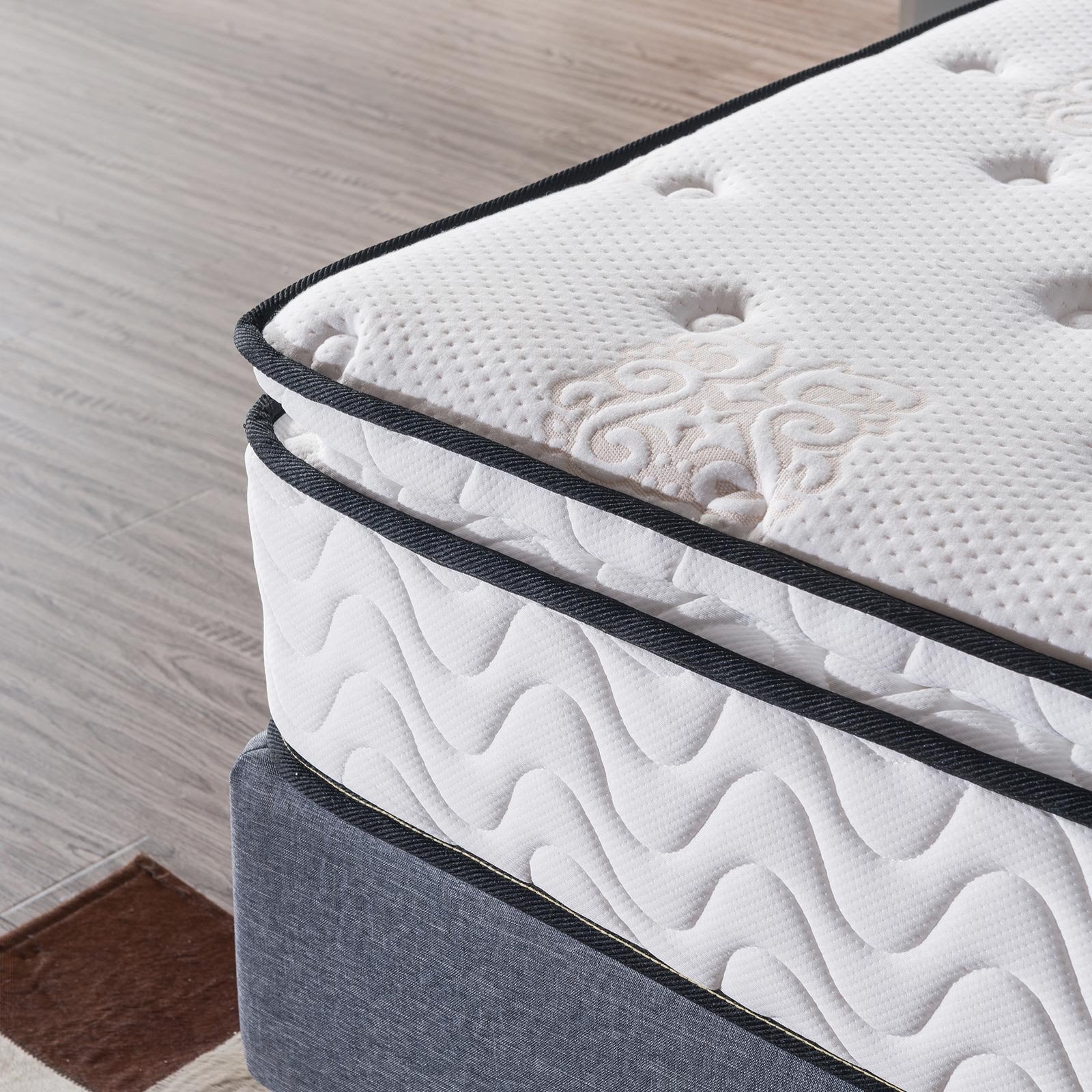 Jacia House Full Mattress 11.4 Inch Memory Foam Innerspring Independently Encased Coil Hybrid Mattress - Pillow Top Mattress - B