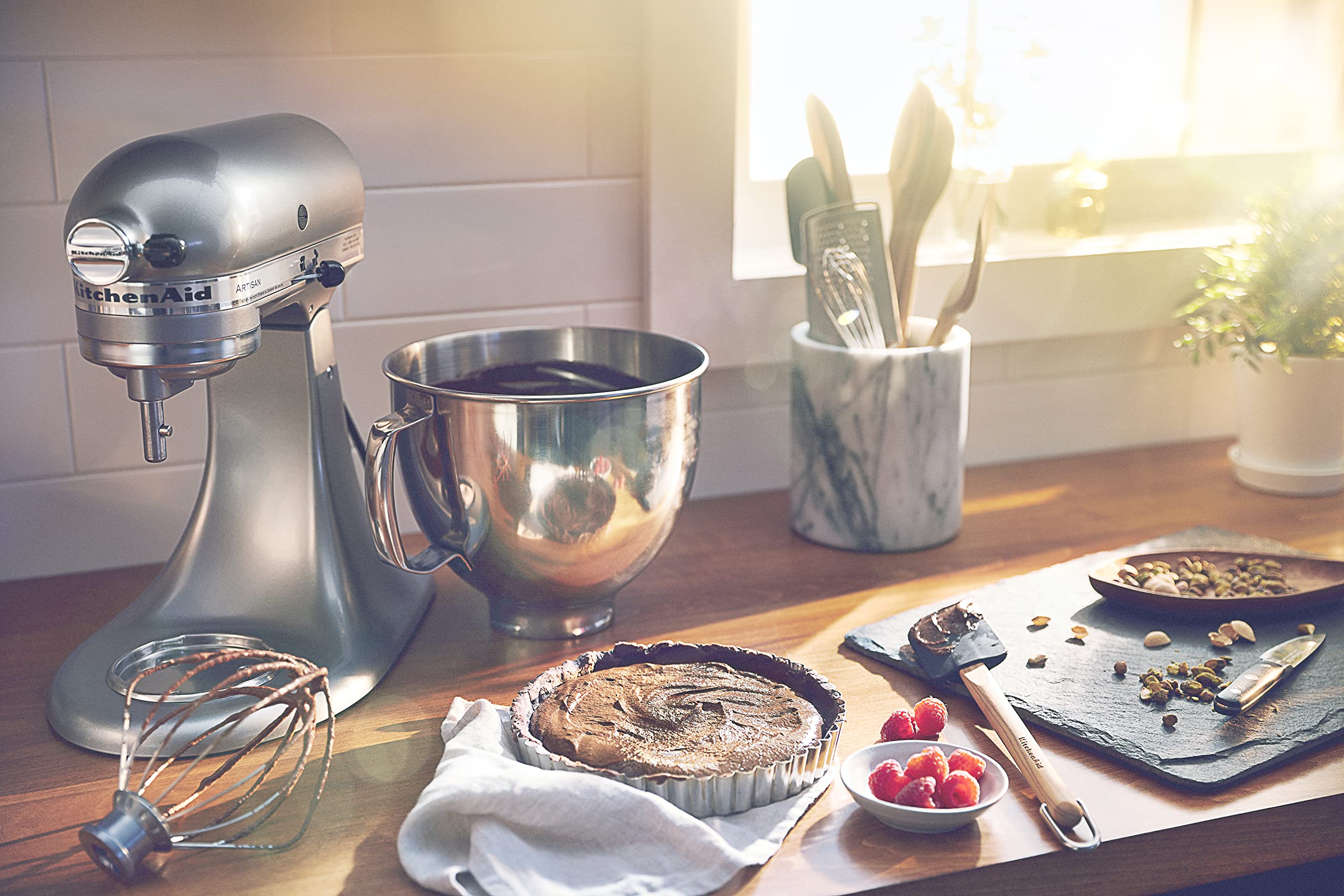 KitchenAid Artisan Series 5 Quart Tilt Head Stand Mixer with Pouring Shield KSM150PS  Contour Silver
