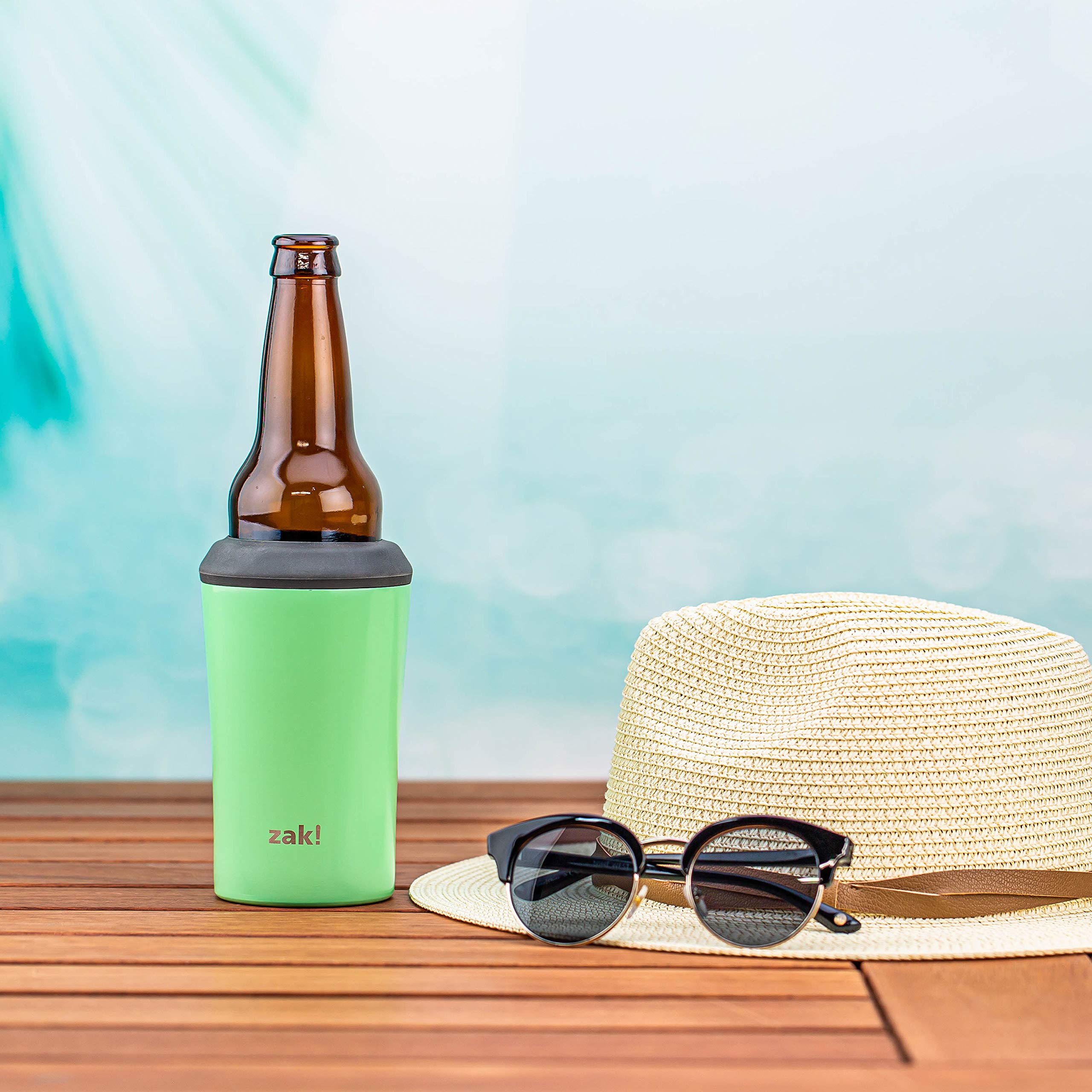 Zak Designs Durable 18/8 Stainless Steel With Vacuum Insulated Can And Bottle Cooler, Great For Cold Drinks Stay Cold In Pool An