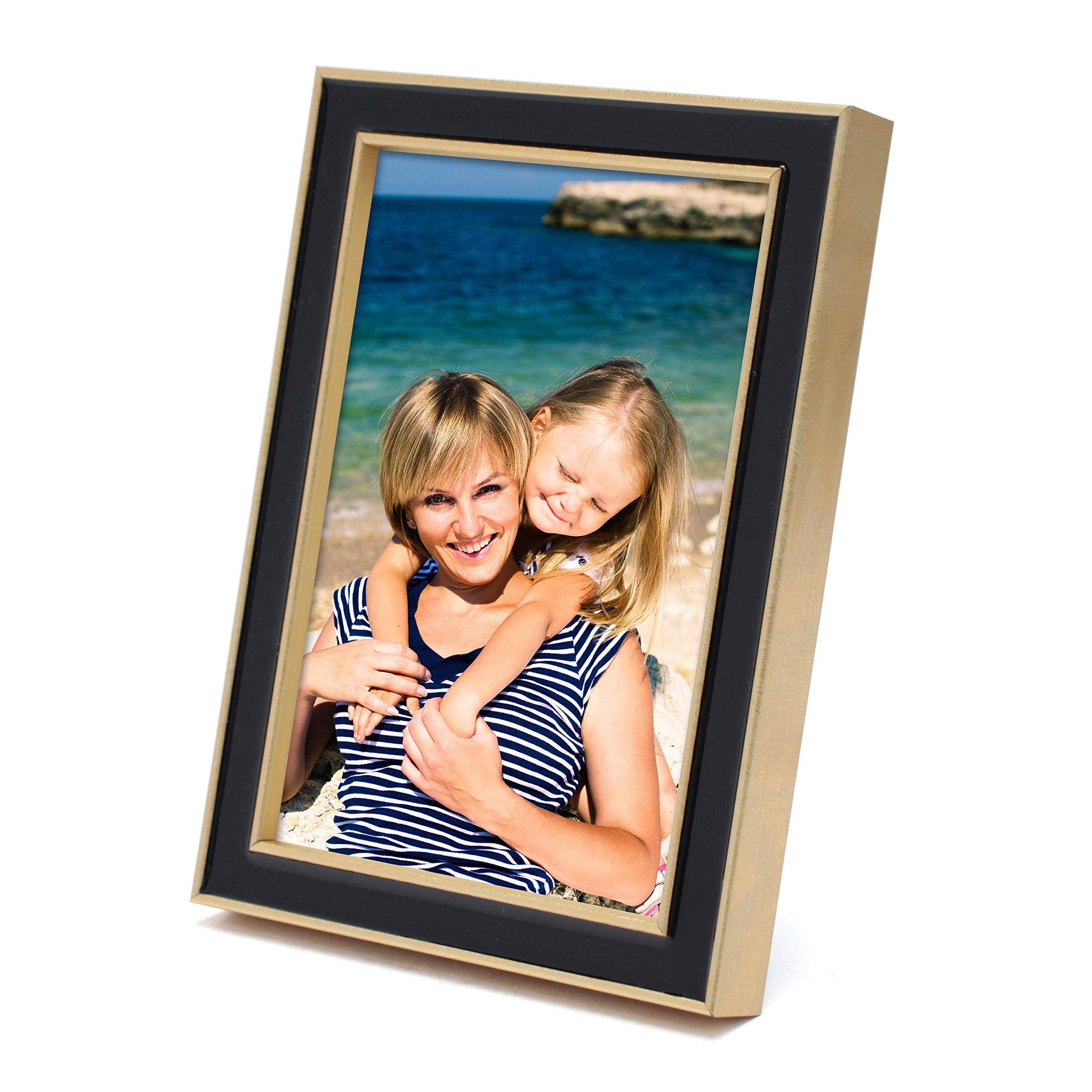 MIMOSA MOMENTS Brass tone Picture Frame with Black Enamel (Brass & Black,4x6 photo)