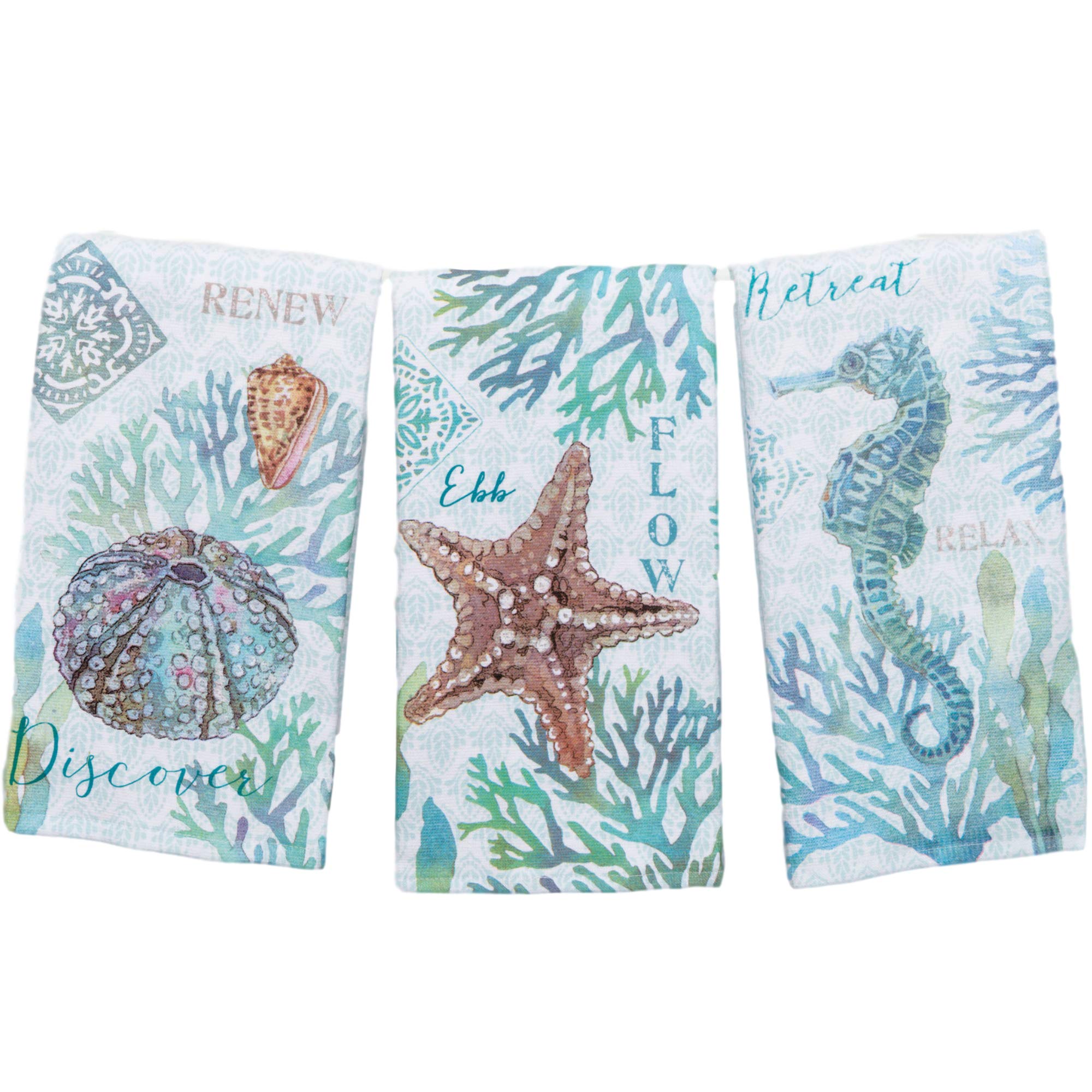 Kay Dee Designs Set Of 3 Beachcomber Dual Purpose Terry Kitchen Towels