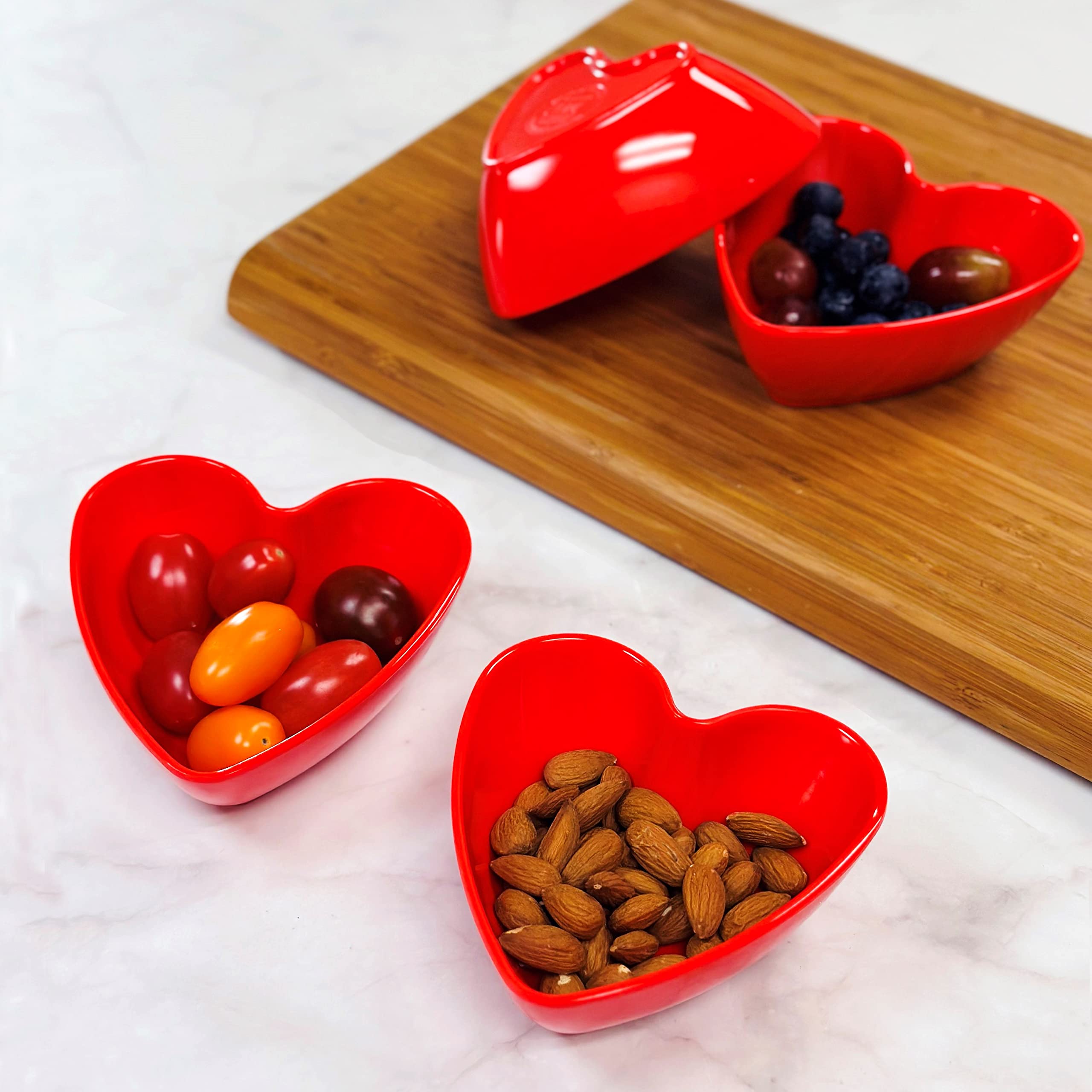 Upware 4-Piece 4.75 Inch Melamine Dessert Bowls Appetizer Dinner Bowls Small Serving Bowls Party Bowls Heart Shaped Bowl For Des