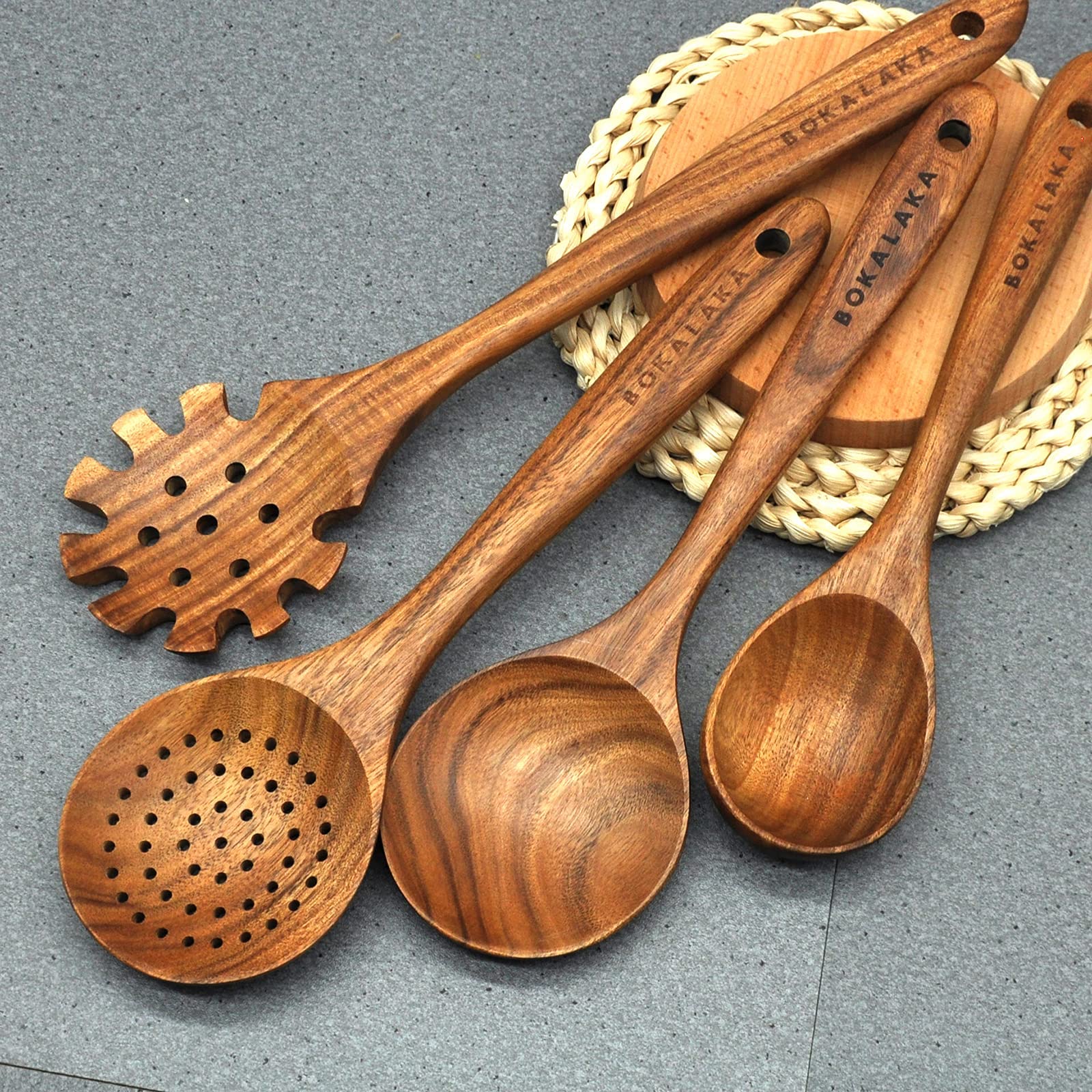 Wooden Spoons For Cooking,10 Pcs Natural Teak Wooden Kitchen Utensils Set Wooden Utensils For Cooking Wooden Cooking Utensils Wo