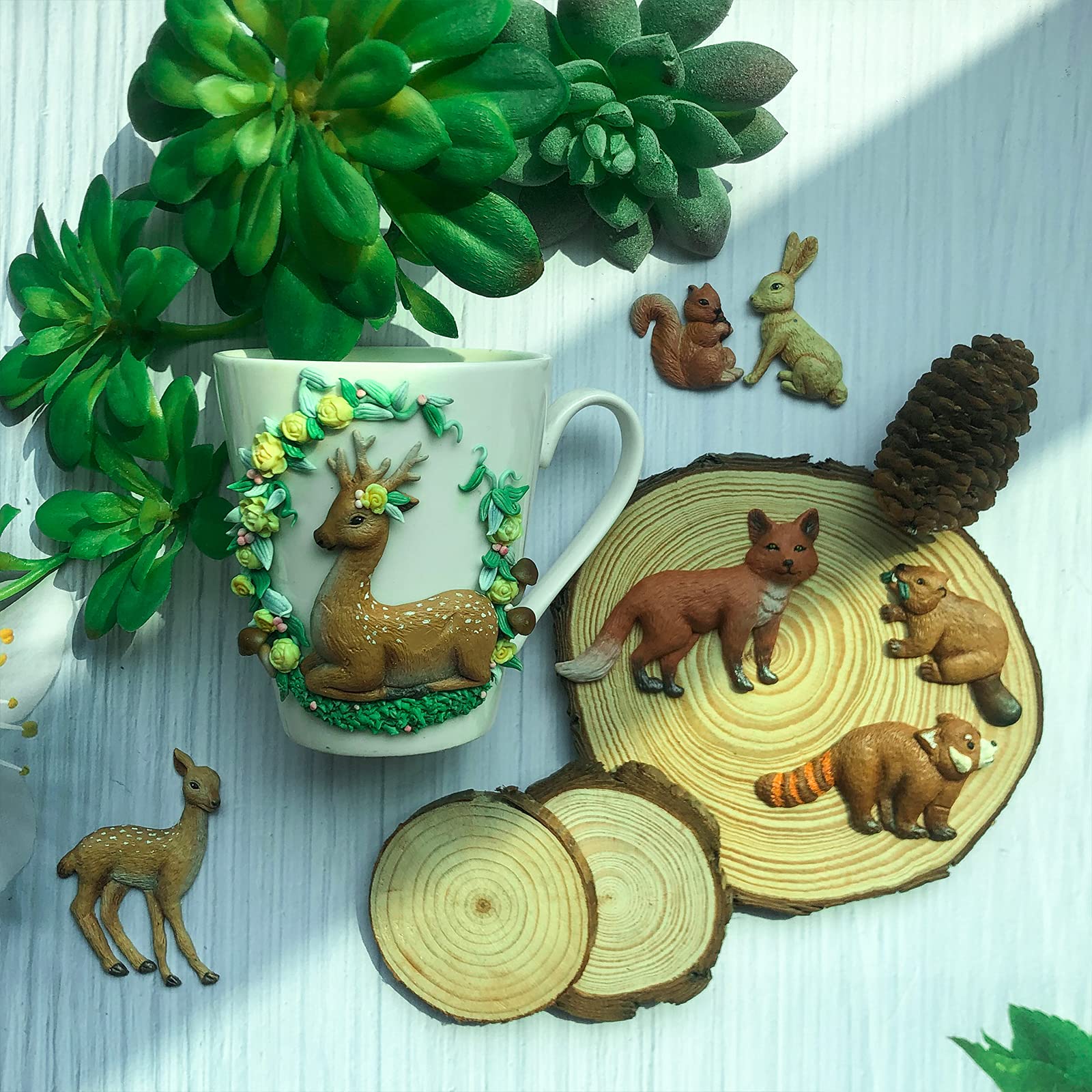 Woodland Animal Fondant Silicone Mold Fox Squirrel Rubbit Raccoon Beaver Elk Sika Deer For Sugarcraft Cake Decorating Cupcake To