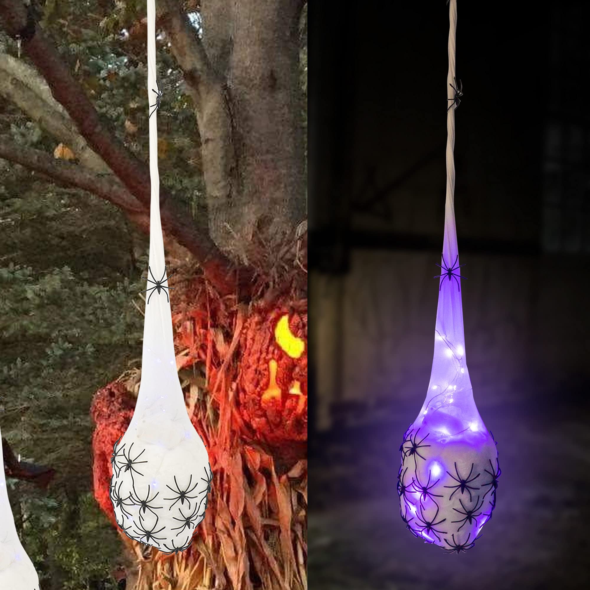 FUNPENY 3.2FT Halloween Decoration Hanging Light Up Spider Egg Sacs 3 Packs, Gift for Halloween Party Favors Games, Sacks Props