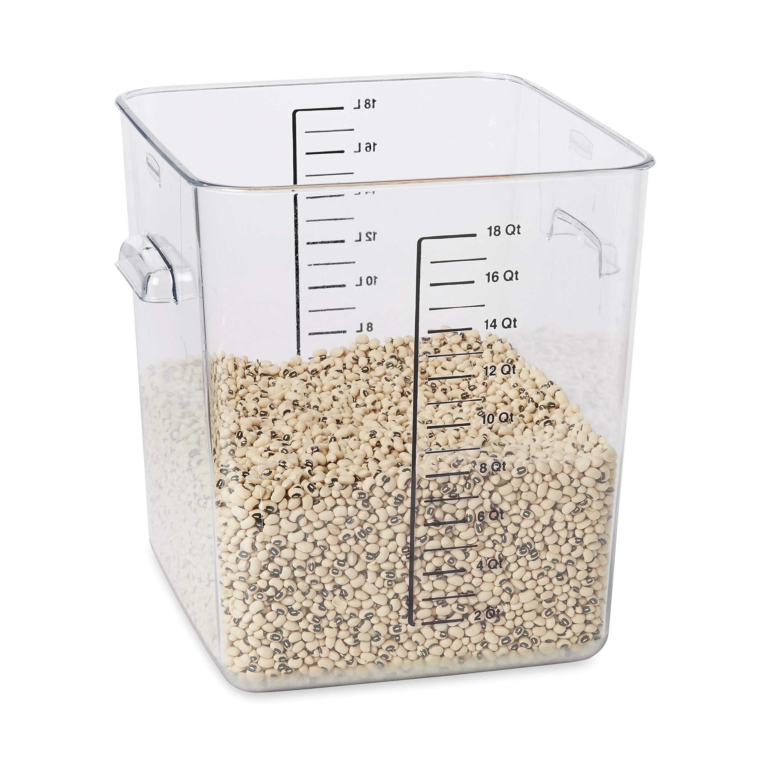 Rubbermaid Commercial Products Plastic Space Saving Square Food Storage Container For Kitchen/Sous Vide/Food Prep, 18 Quart, Cle