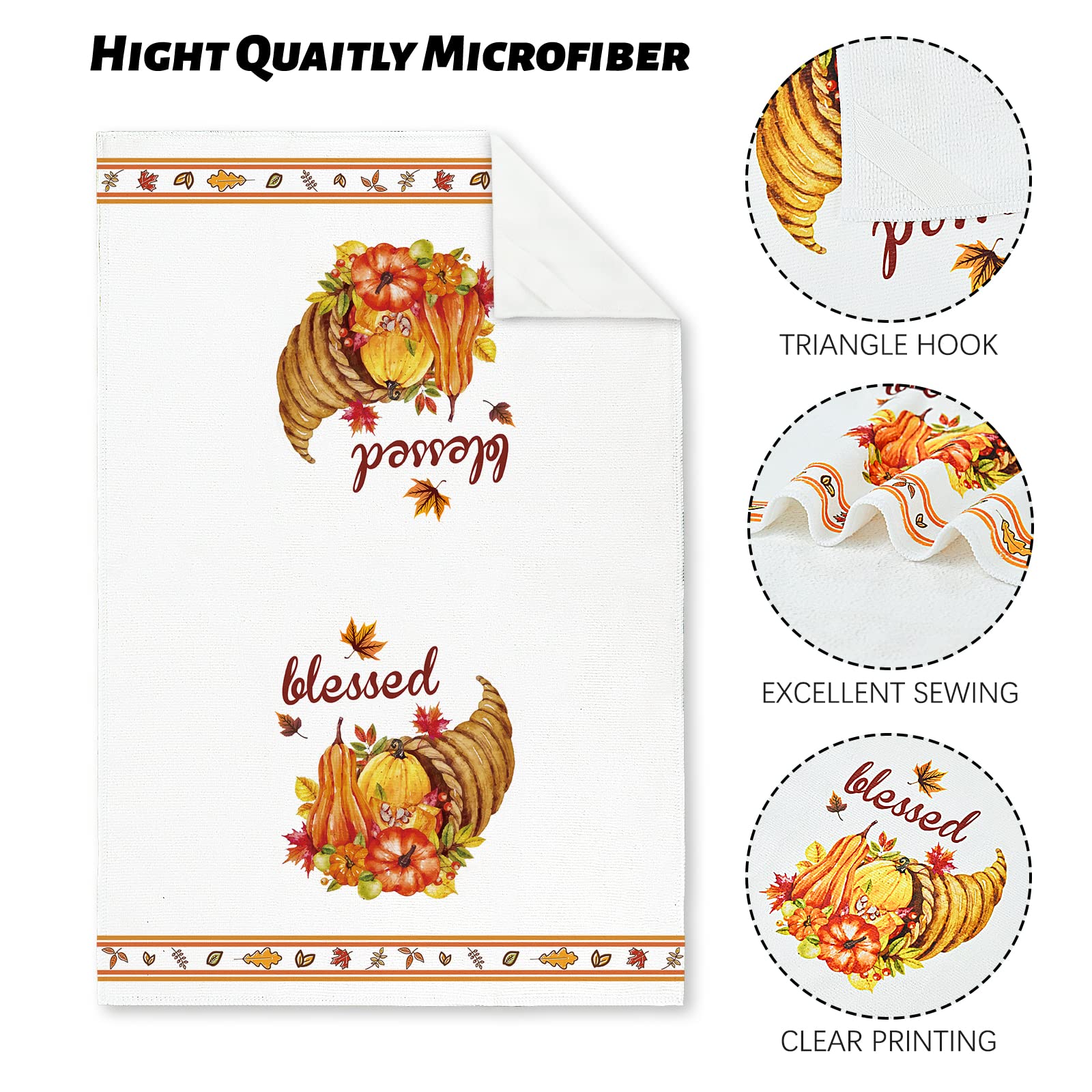 Nialnant Thanksgiving Kitchen Towels, Microfiber Washcloths Dish Towels For Drying Dishes, Funny Kitchen Hand Towels, Housewarmi