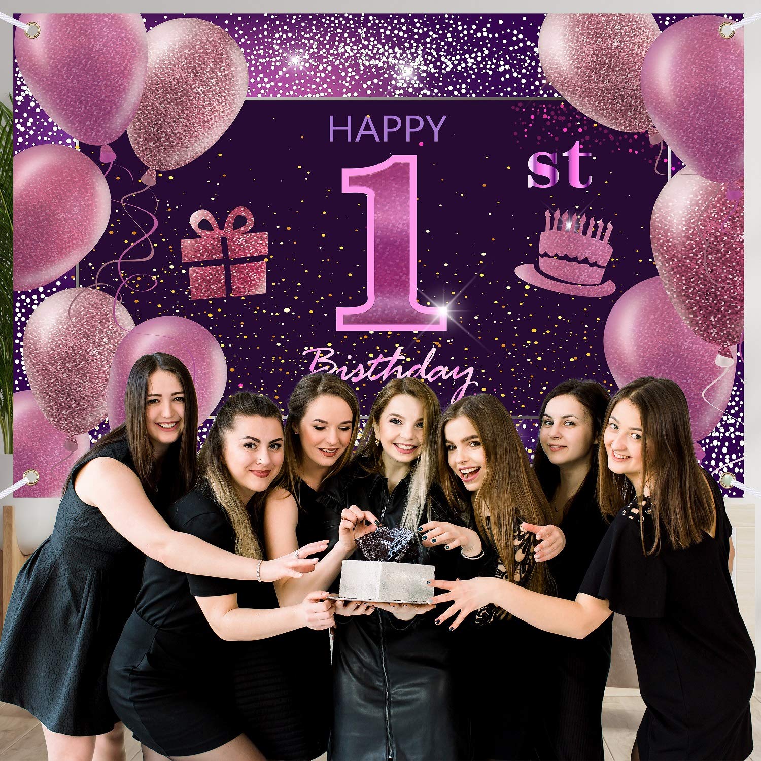 57Th Birthday Decorations For Girls Imisi Happy Birthday Banner Pink Decorations For A Party Birthday Backdrop For Women