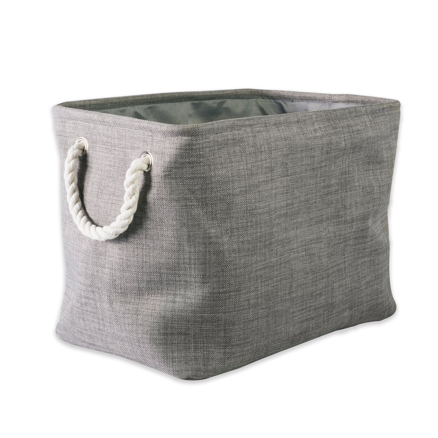 Dii, Collapsible Variegated Polyester Storage Bin With Cotton Handles Large Gray