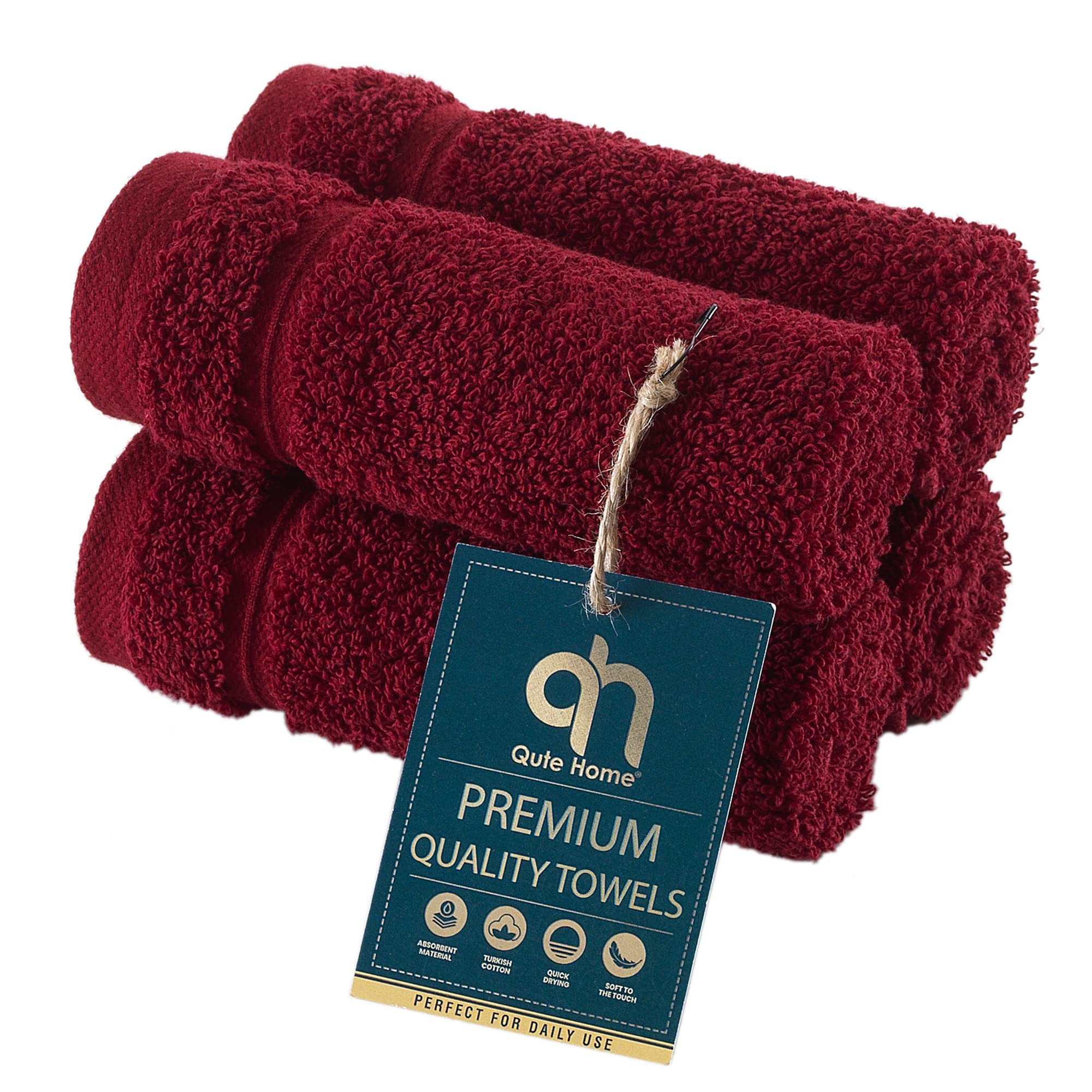 Qute Home 4-Piece Washcloth Towels Set, 100% Turkish Cotton Premium Quality Towels For Bathroom, Quick Dry Soft And Absorbent Tu
