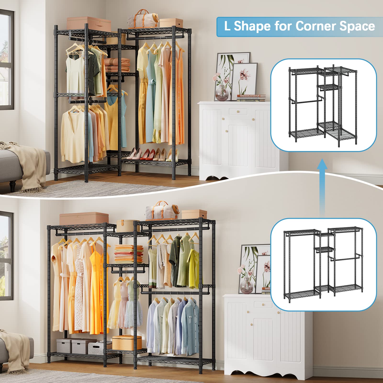 Vipek V6 Wire Garment Rack Heavy Duty Clothes Rack For Hanging Clothes, Metal Freestanding Closet Wardrobe Rack, 71.2'' L X 14.6