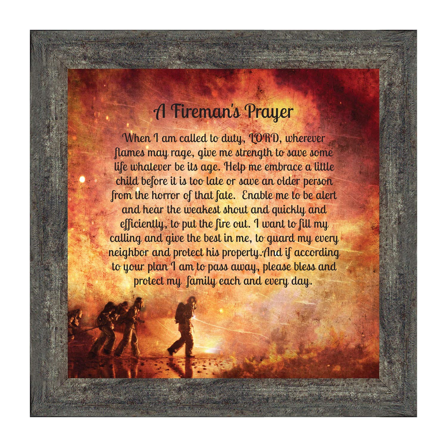 Crossroads Home D  cor Firemans Prayer Picture Frame, Firefighter Decor, Firefighter Graduation Present, 8650BW