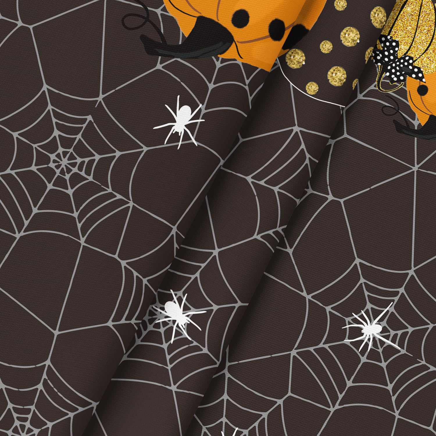 Horaldaily Halloween Tablecloth 70X70 Inch Round, Jack-O-Lantern Pumpkin Cobweb Scary Themed Black Washable Table Cover For Part