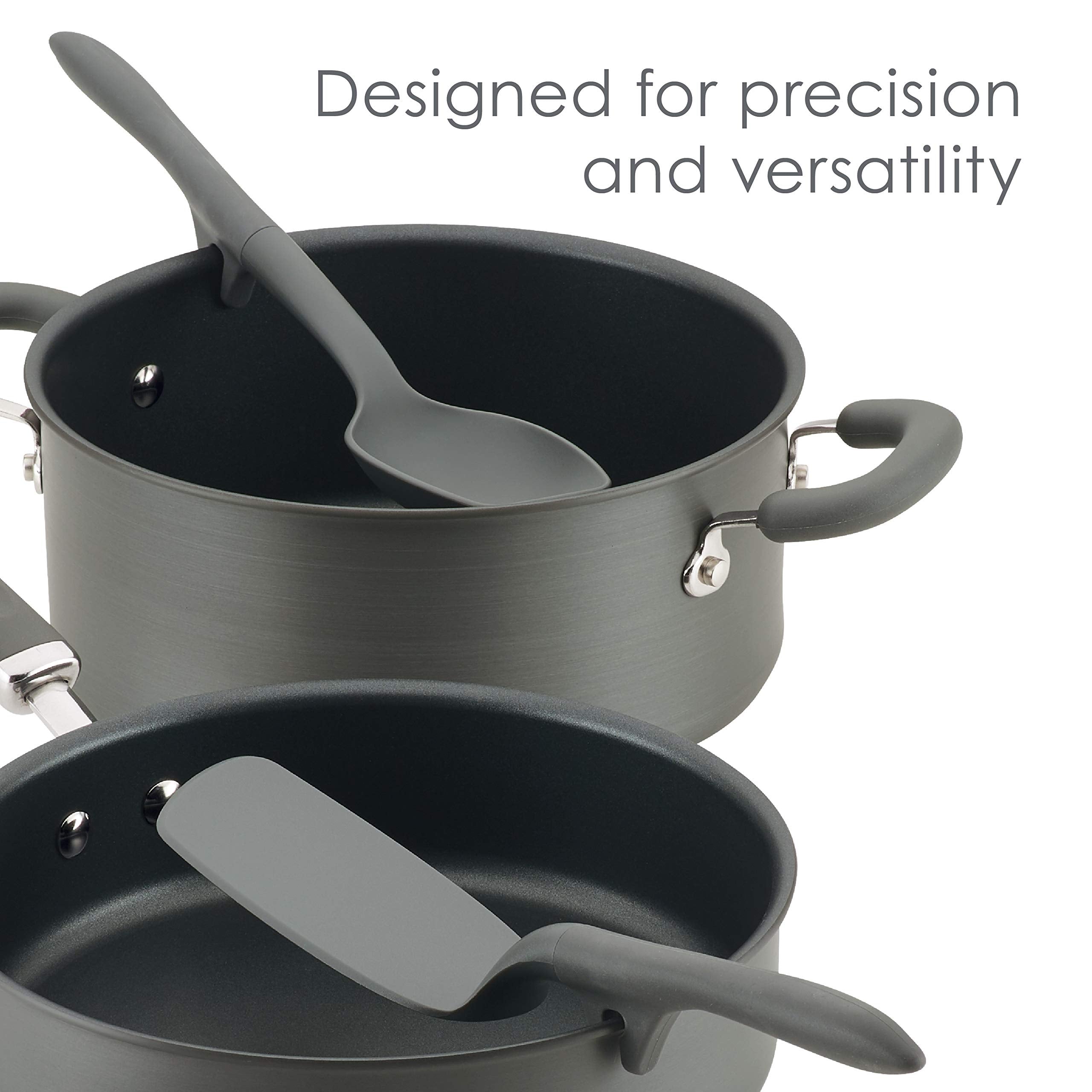 Rachael Ray Tools And Gadgets Spoon, Slotted And Solid Turners Set/ Cooking Utensils - 3 Piece, Gray
