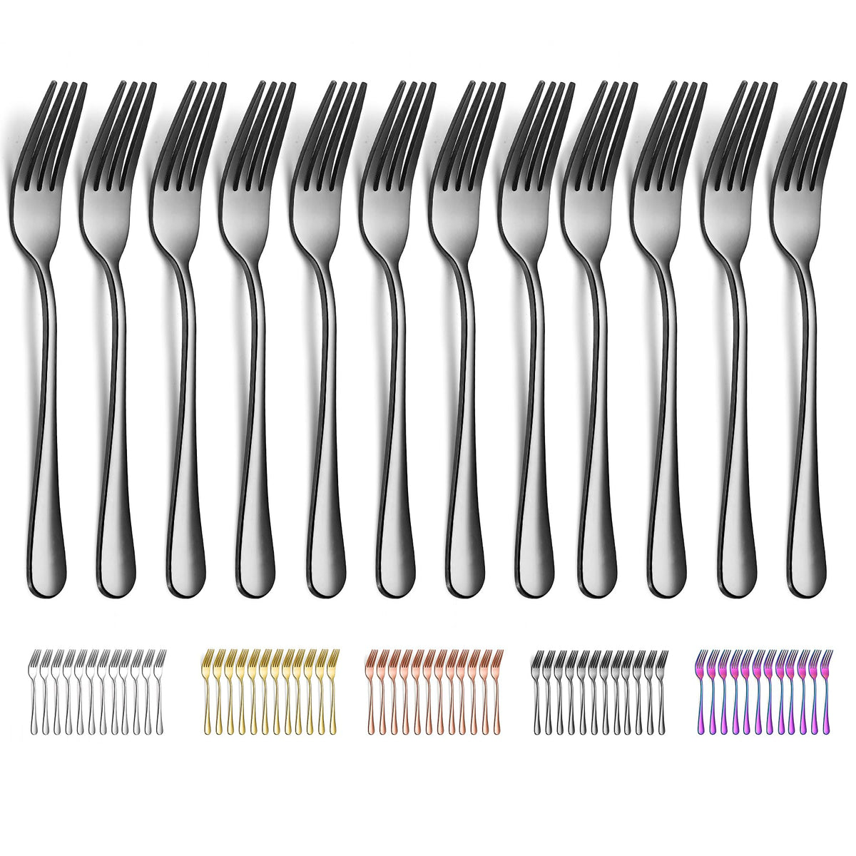 Evanda Black Dinner Fork 12 Pieces, Black Titanium Plating Stainless Steel 8.07Inch Forks, Cake Forks, Table Forks,Dessert Forks