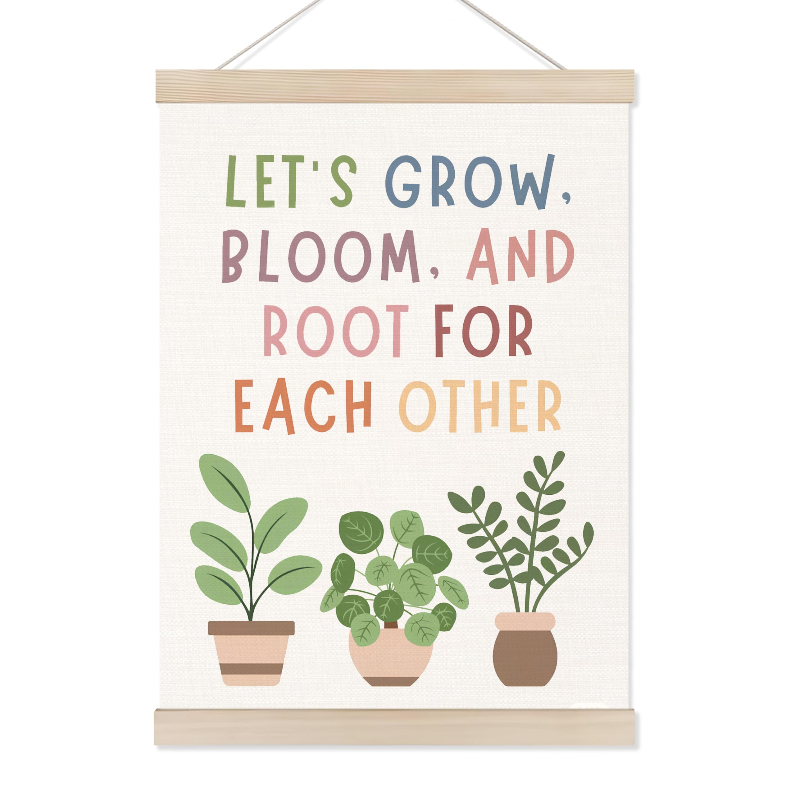 Koesus Boho Mental Health Wall Art Poster Hanger Frame 12X16 Inch, LetS Grow Bloom Root For Each Other Canvas Pictures Prints F