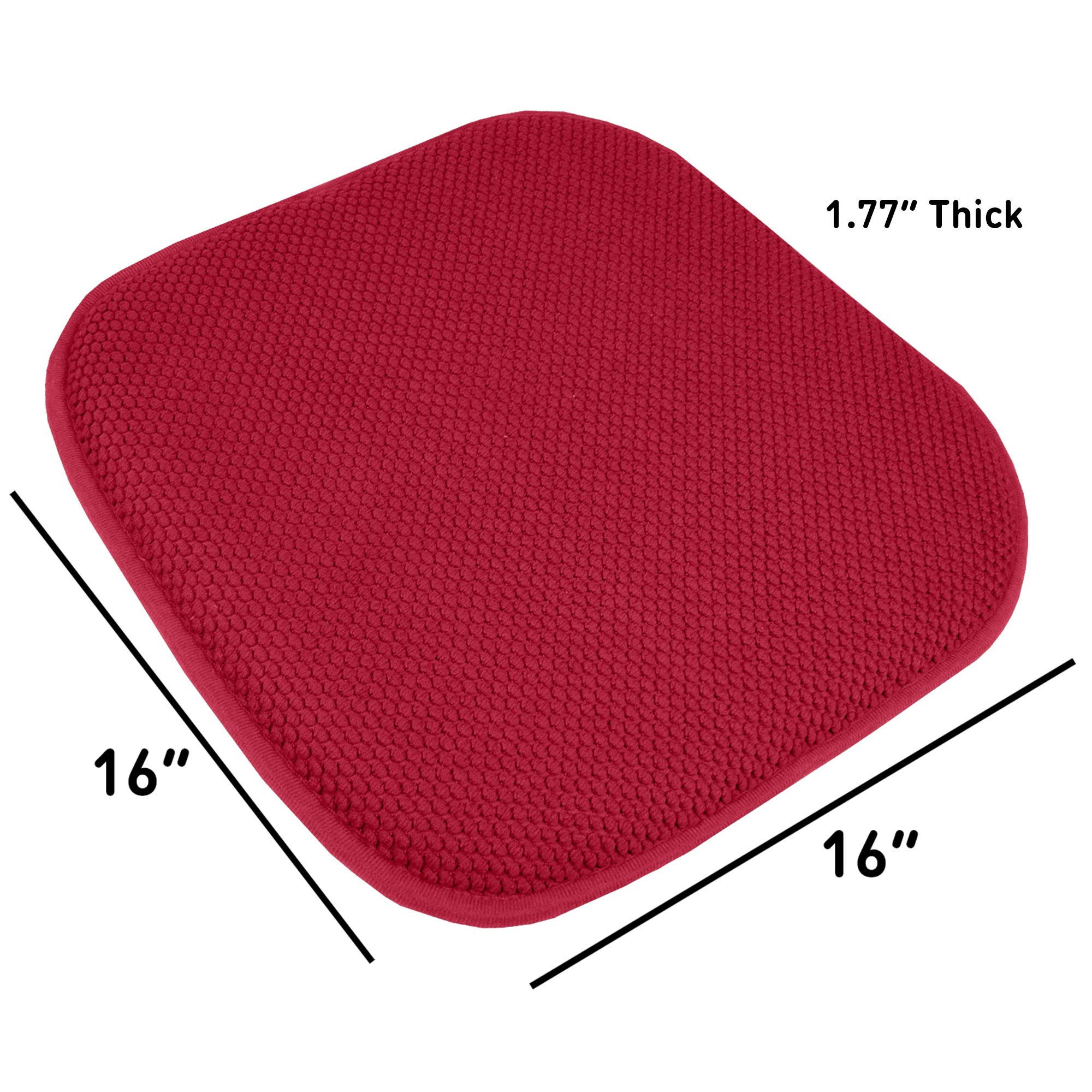 Sweet Home Collection Cushion Memory Foam Chair Pads Honeycomb Nonslip Back Seat Cover 16'' X 16'' 4 Pack Red
