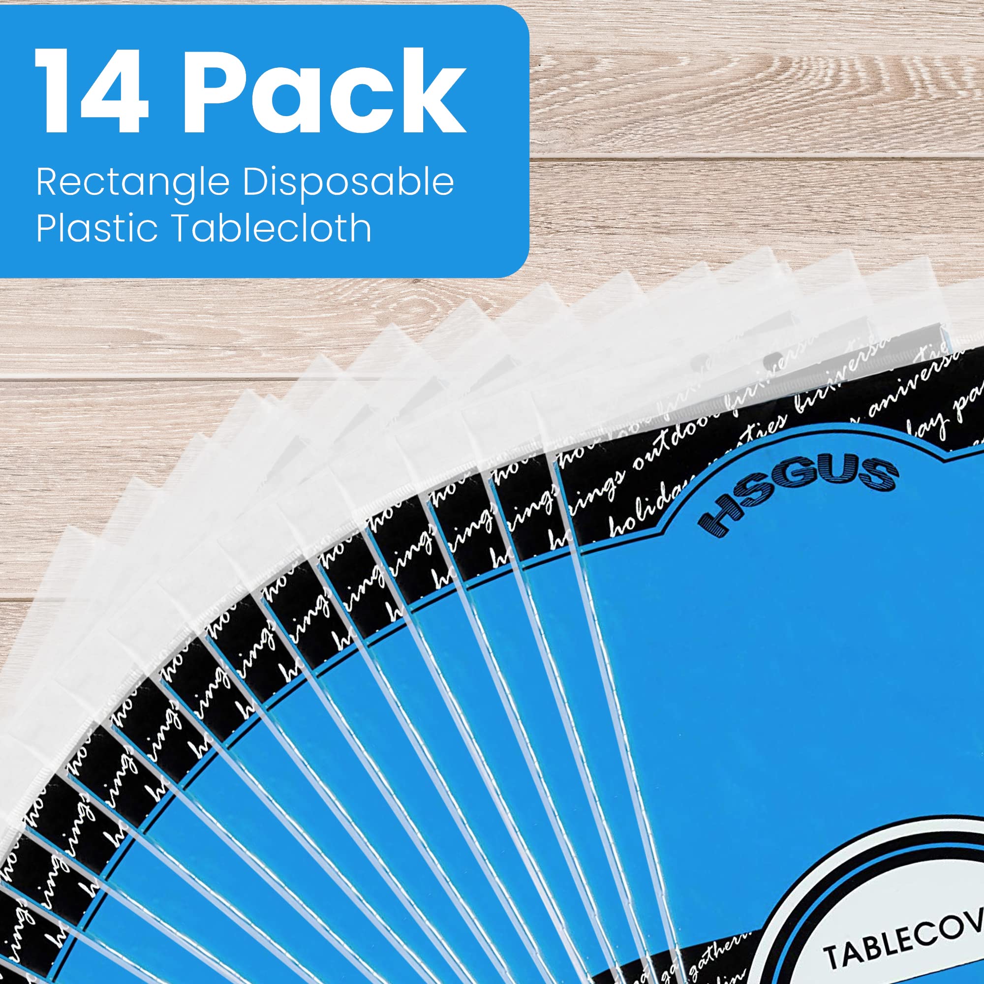 14 Pack Premium Sky Blue Plastic Tablecloth - 54 X 108 In. Disposable Rectangle Plastic Table Cloth - Decorative Rectangle Table