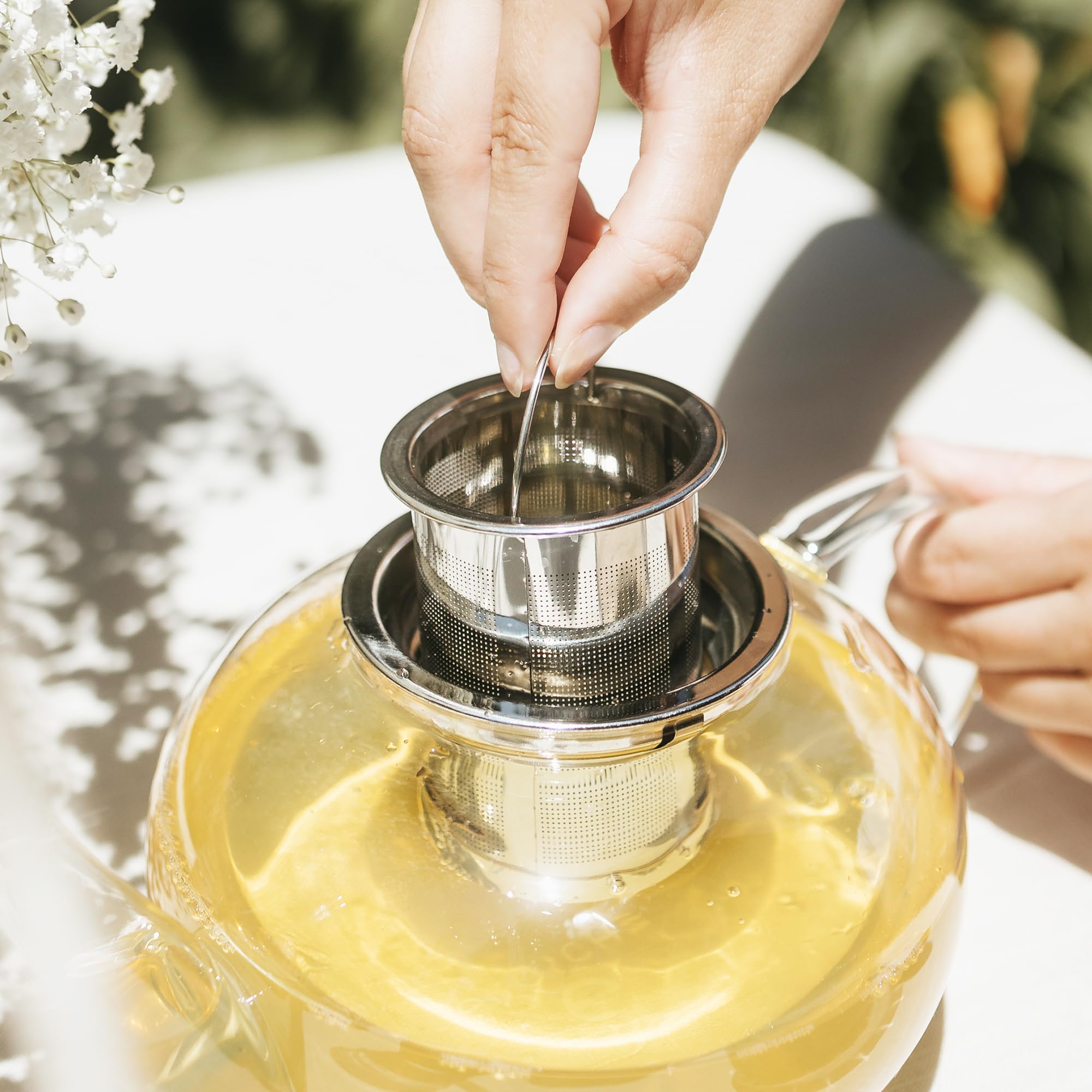 Grosche - Joliette Clear Glass Teapot With Reusable Stainless Steel Infuser - For Blooming, Herbal & Loose Leaf Tea - Dishwasher