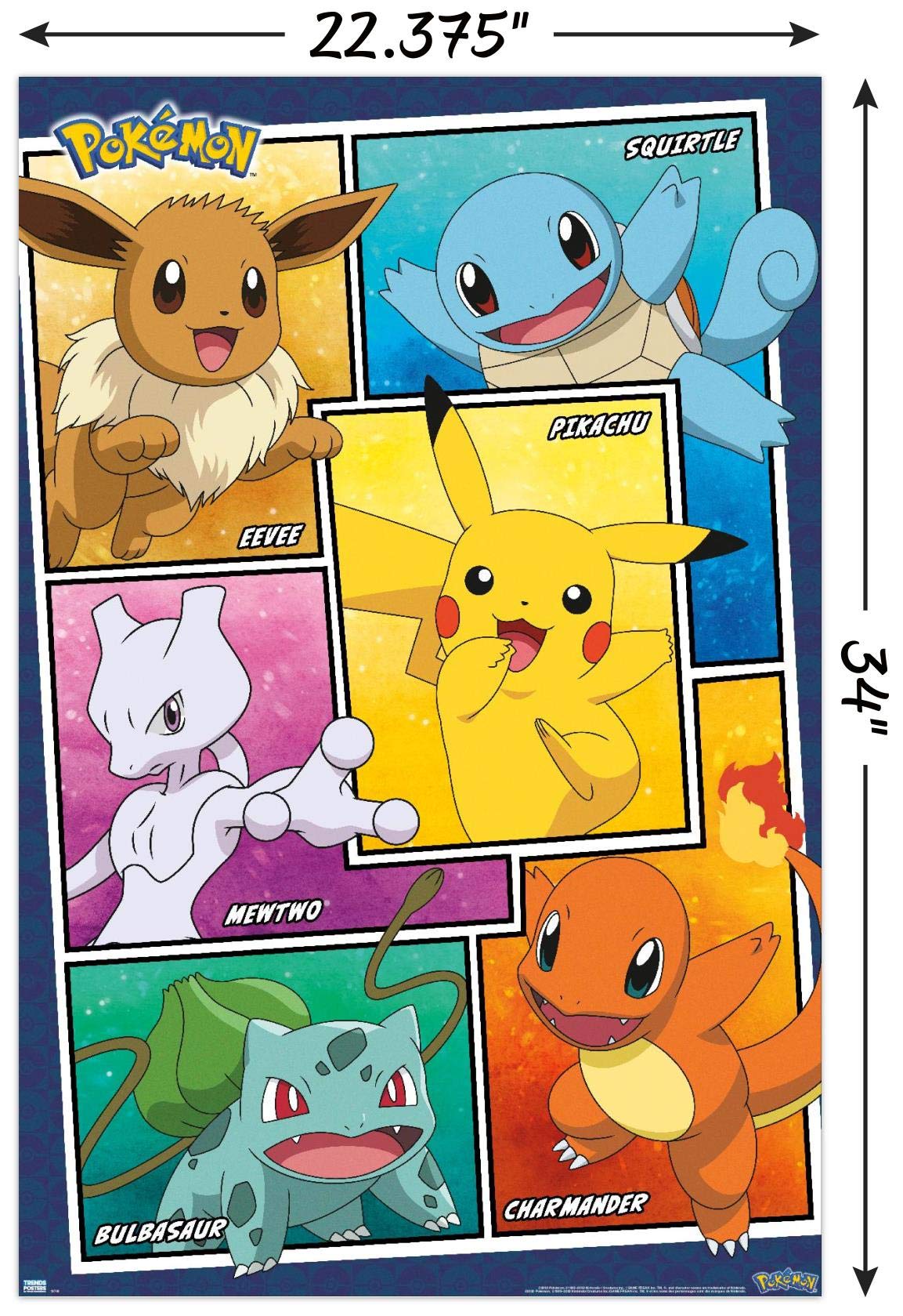 Trends International Pok  Mon - Group Collage Wall Poster, 22.375'' X 34'', Unframed Version For Bathroom