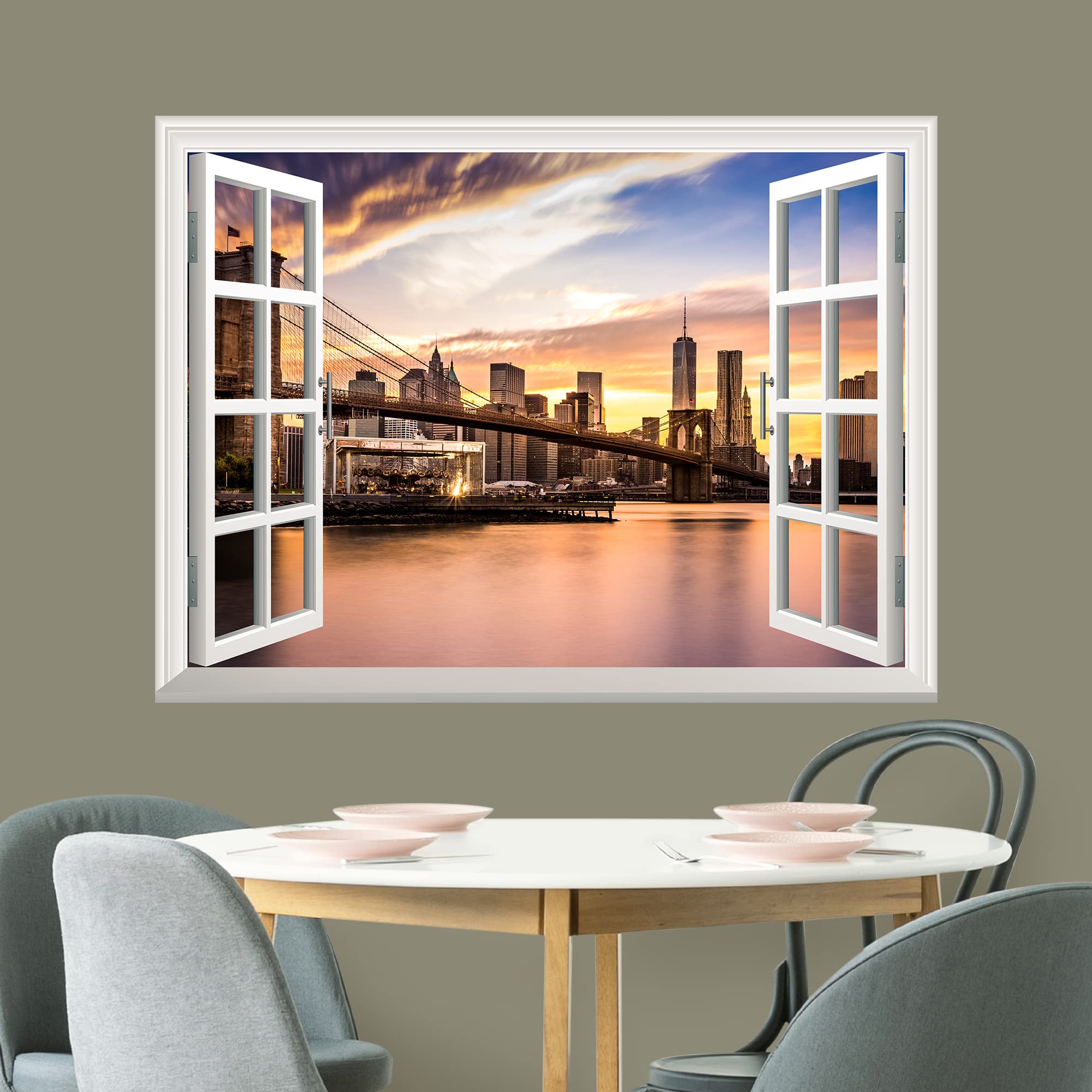 wall26 Peel and Stick Wallpapaer -Collage - | Removable Large Wall Mural Creative Wall Decal (36''x48''  Brooklyn Bridge)