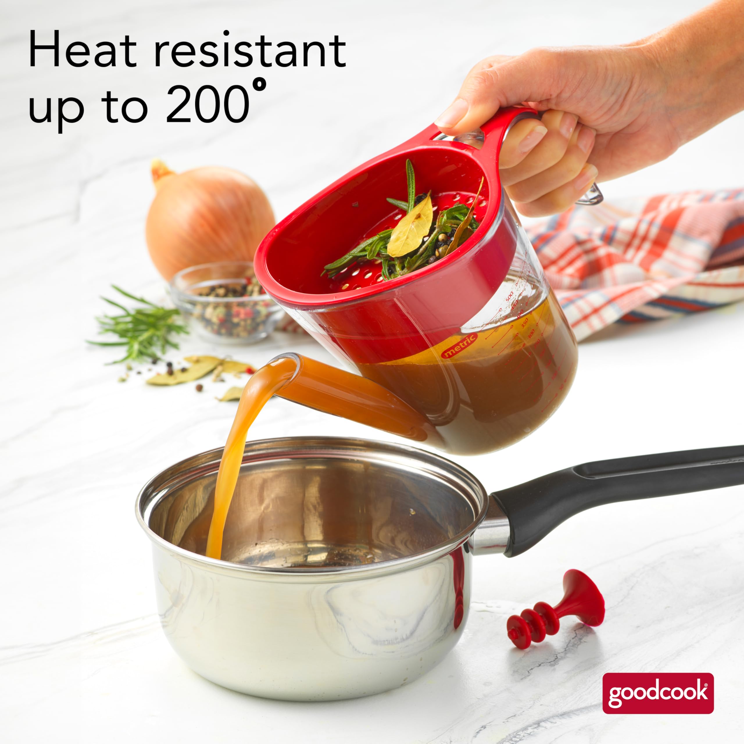 Goodcook Everyday Fat Separator For Cooking, 2-Cup Heat-Resistant Separator With Pour Spout, Bottom Release Fat Separator For Bb