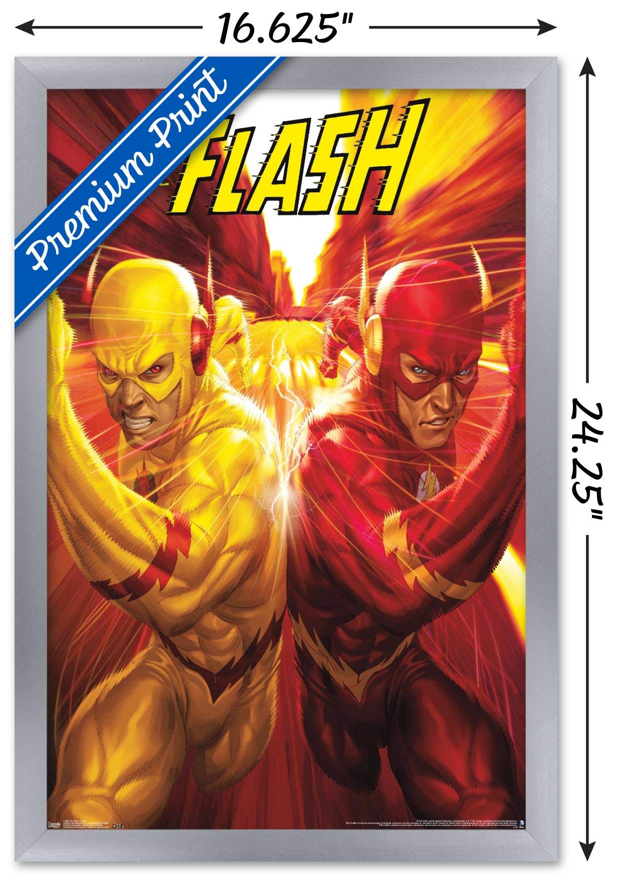 Trends International Dc Comics - The Flash And The Reverse Flash - Race Wall Poster, 14.725'' X 22.375'', Silver Framed Version