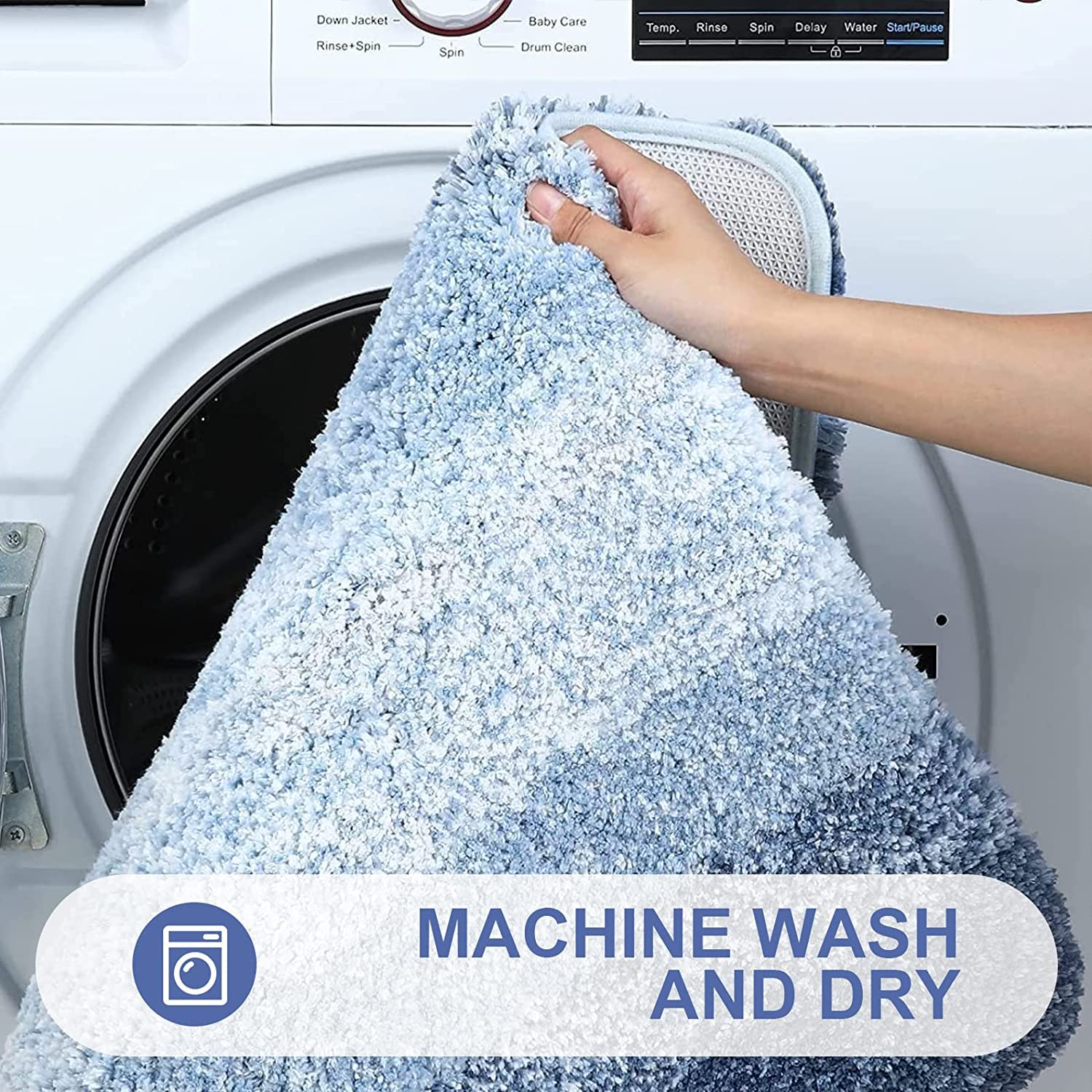 OLANLY Luxury Bathroom Rug Mat  Extra Soft and Absorbent Microfiber Bath Rugs  Non-Slip Plush Shaggy Bath Carpet Runner  Machine Wash Dry  Bath Mats for Bathroom Floor  Tub and Shower  20x59  Blue