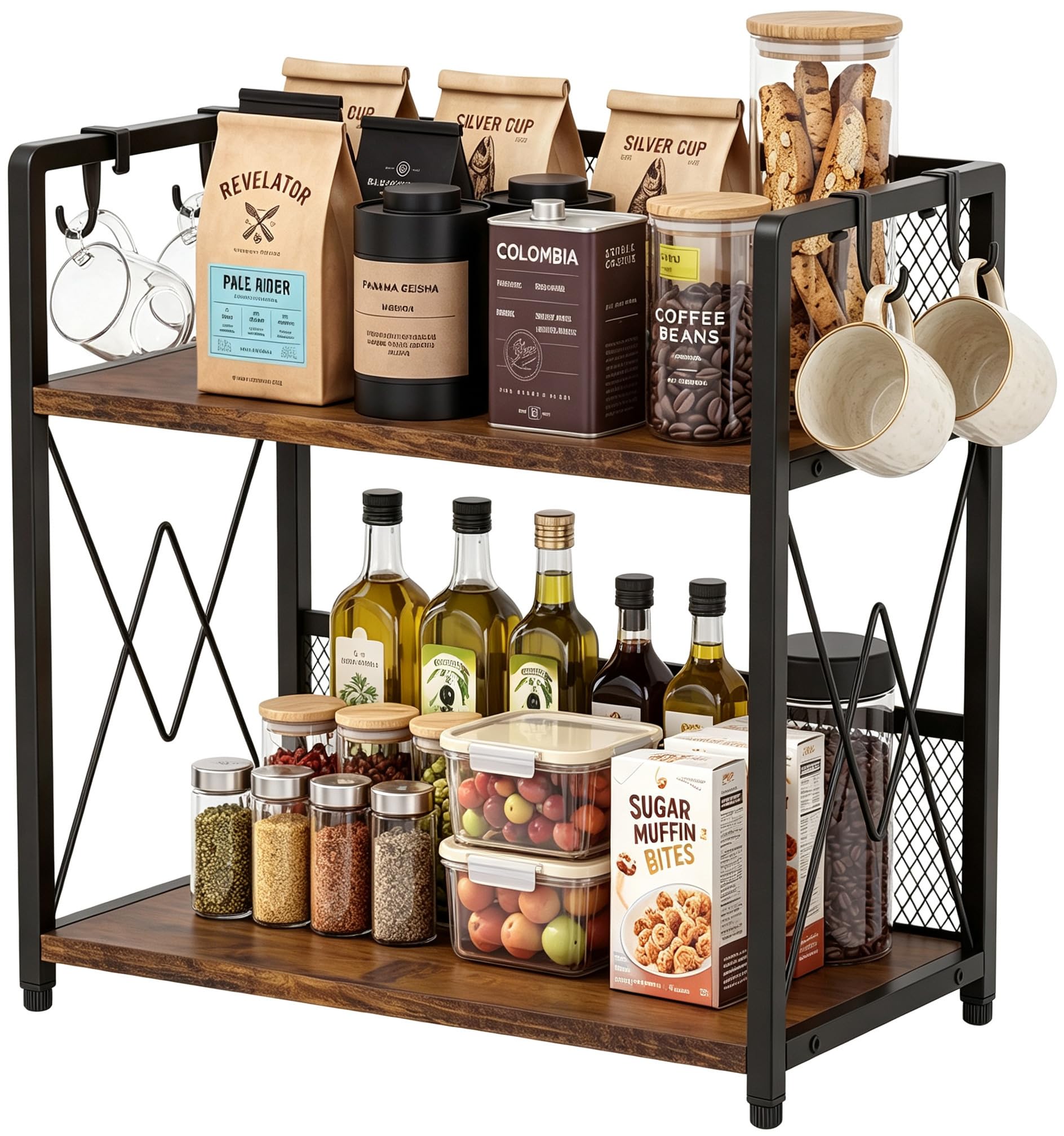Coffee Bar Organizer, Coffee Shelf for Countertop, Kitchen Counter Shelf