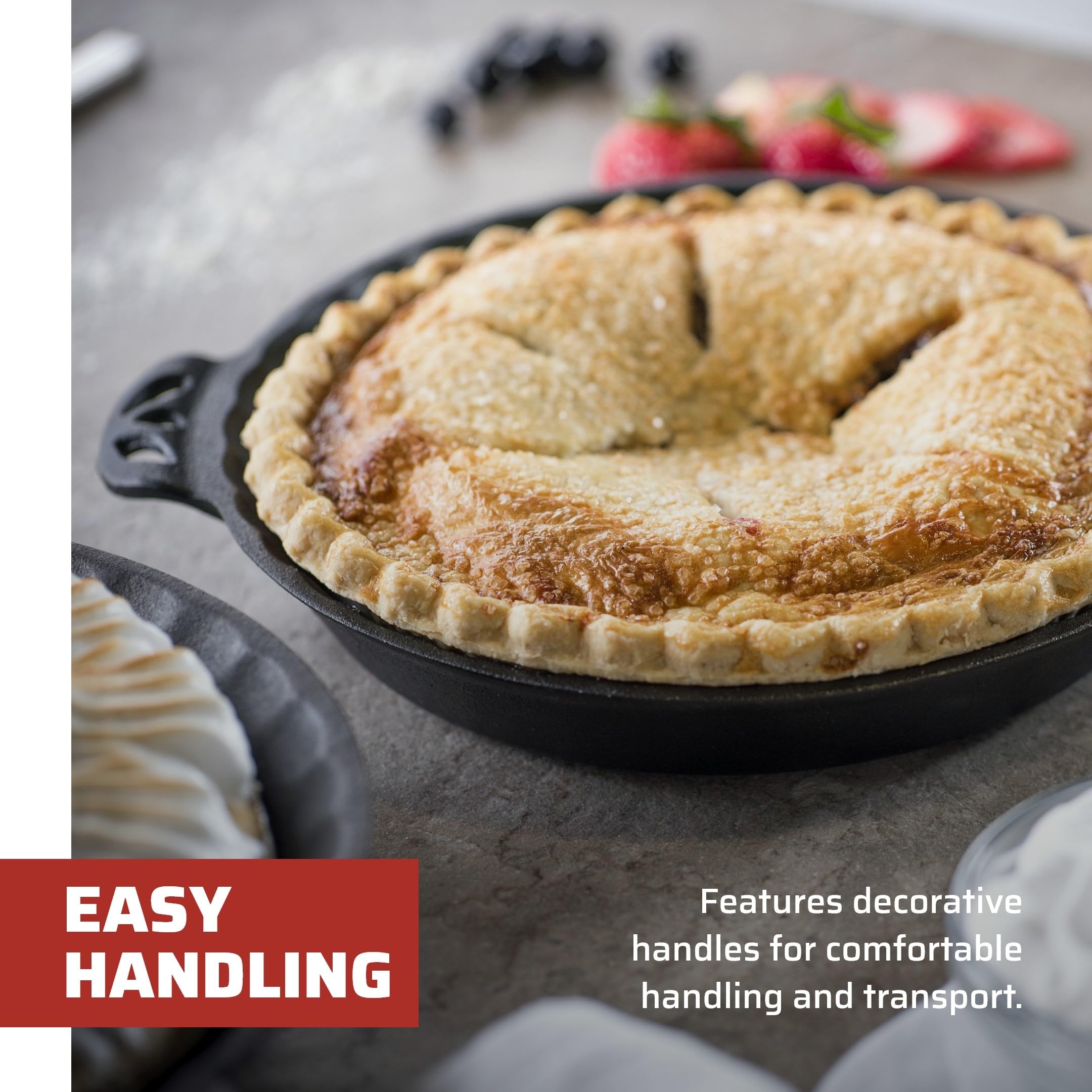 Camp Chef Cast Iron Pie Pan - True-Seasoned Cast Iron Pie Dish For Cooking & Camping Accessories - 10''