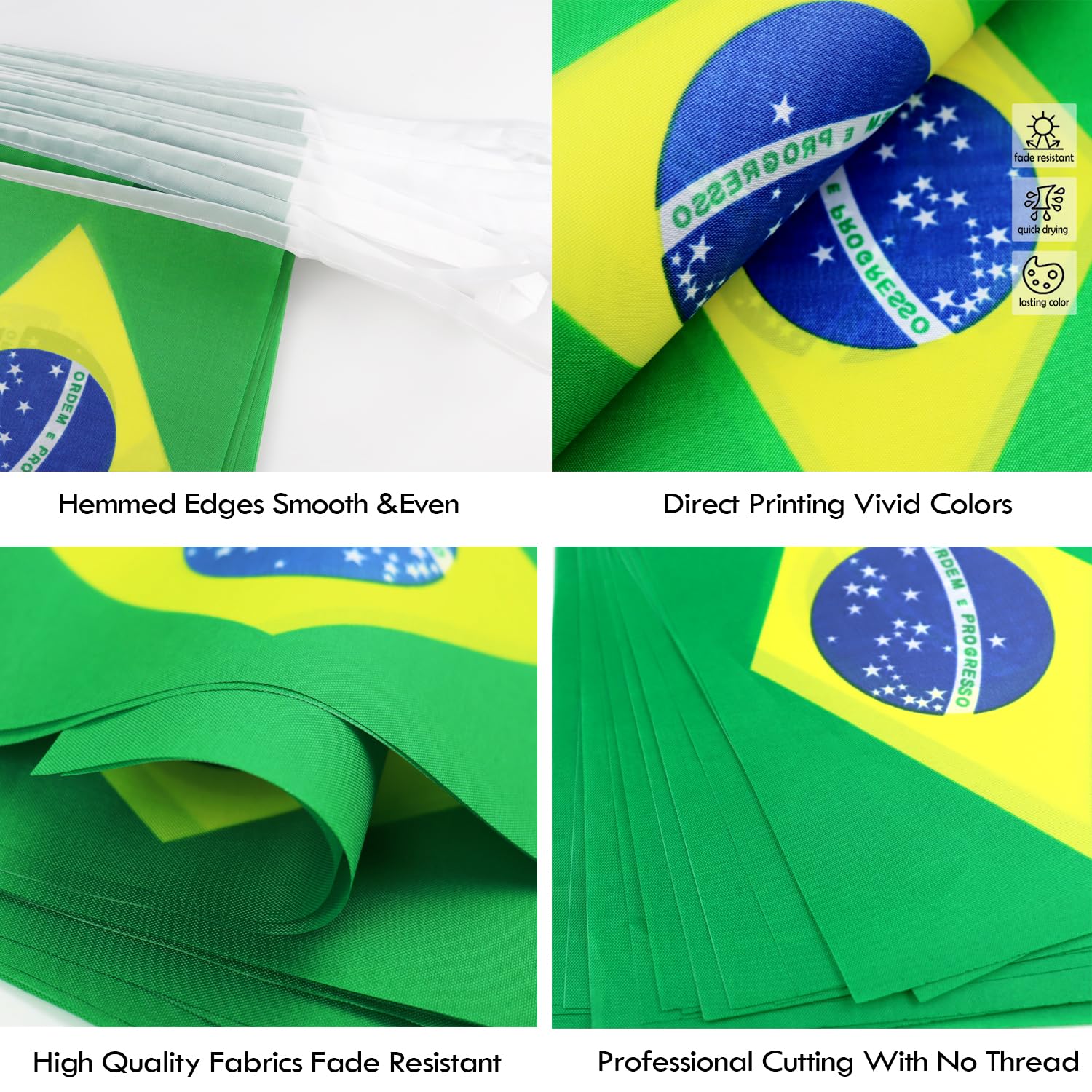 Brazil String Flag Pennant Banner - 38 Flags, 42 Feet Small Mini Brazilian Flags Bunting Banner For Country Decoration, School,