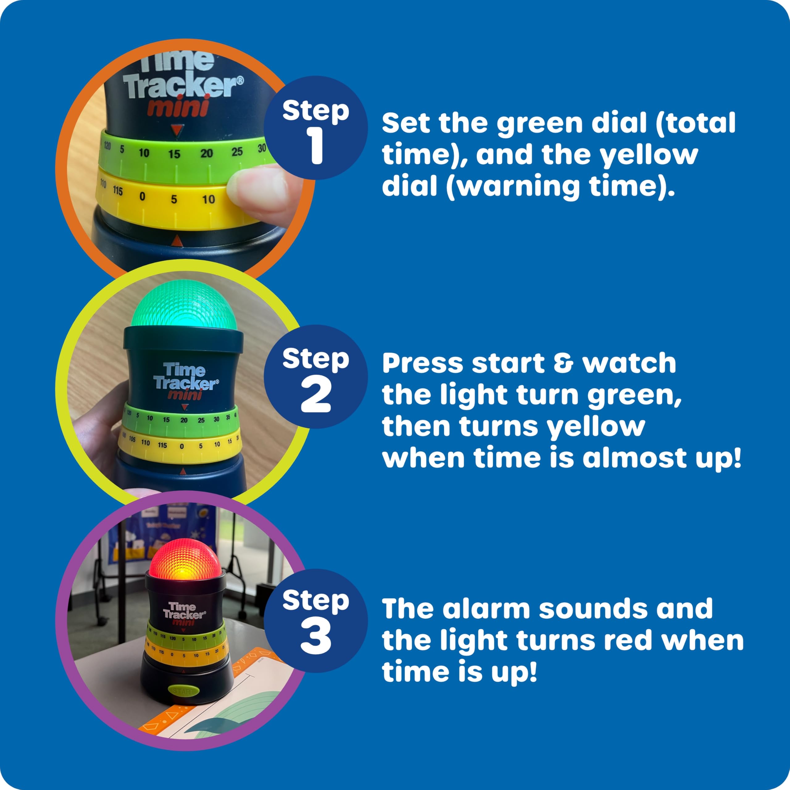 Learning Resources Time Tracker Mini Visual Timer  Classroom Timer  Hand Washing Timer  Auditory and Visual Cue  Ages 3+
