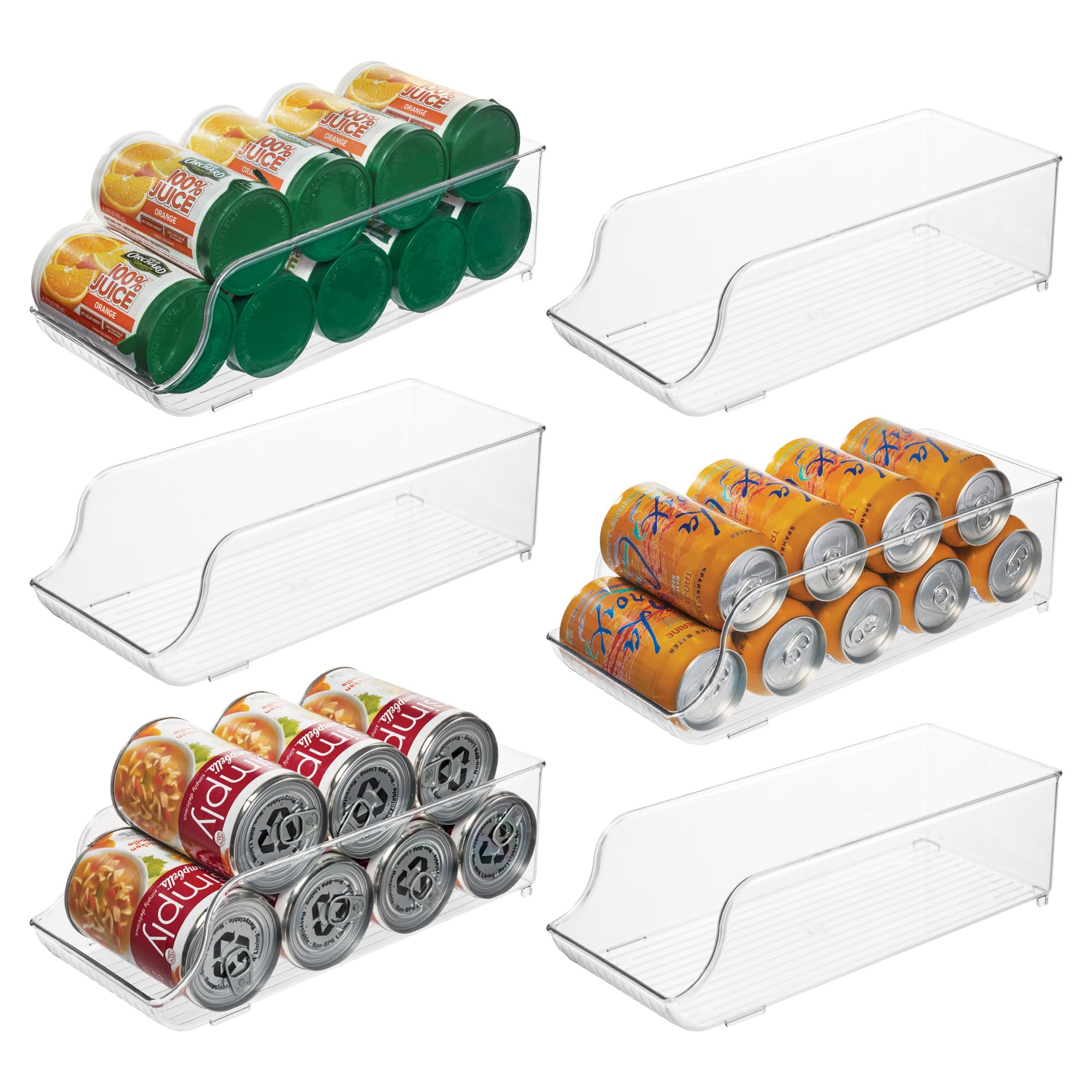 iDesign Soda Can Dispenser for Refrigerator or Pantry - Set of 6 - Clear - Made in USA