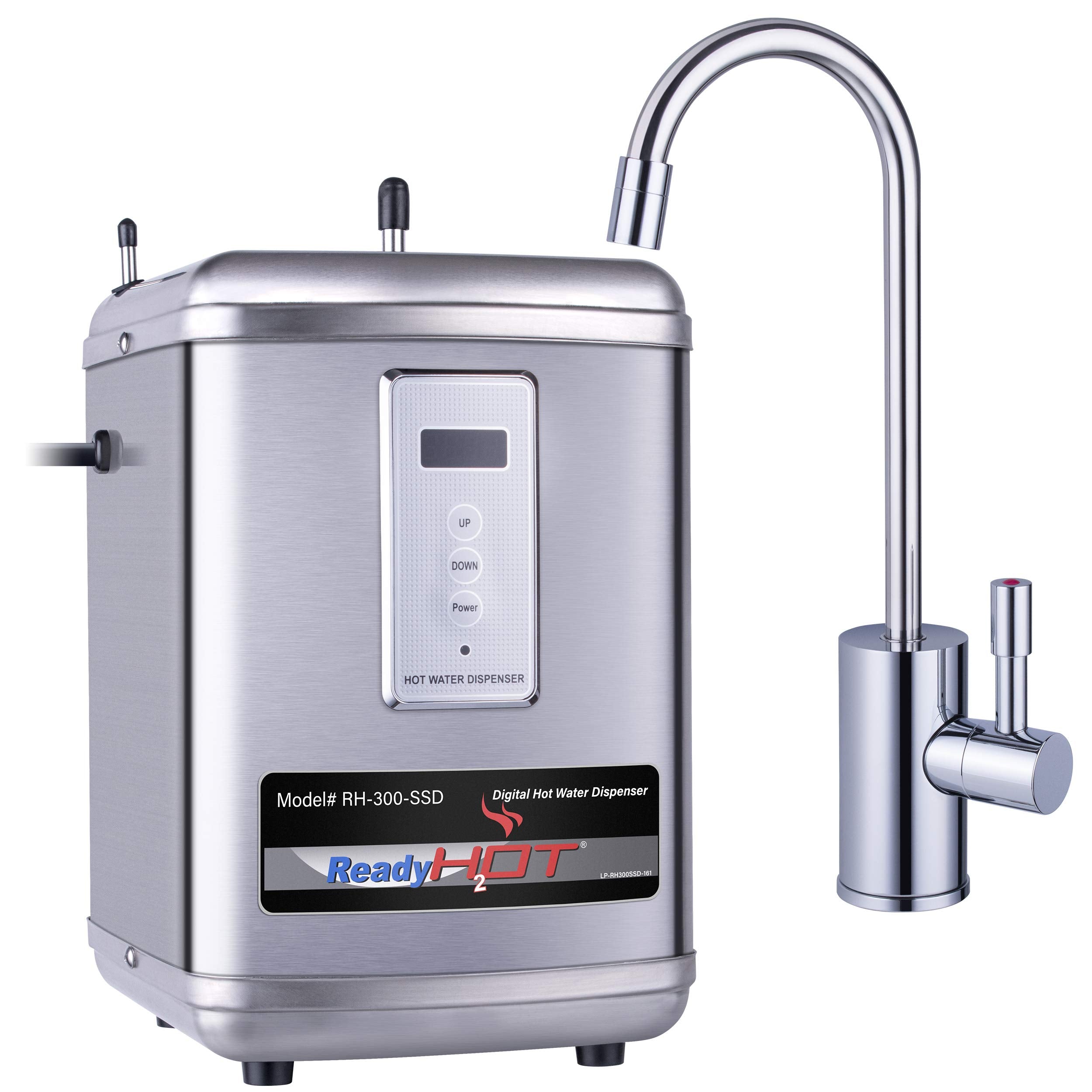 Ready Hot 41-Rh-300-F570-Ch Instant Hot Water Dispenser System, 2.5 Quarts, Digital Display Single Lever Hot Water Faucet Polish