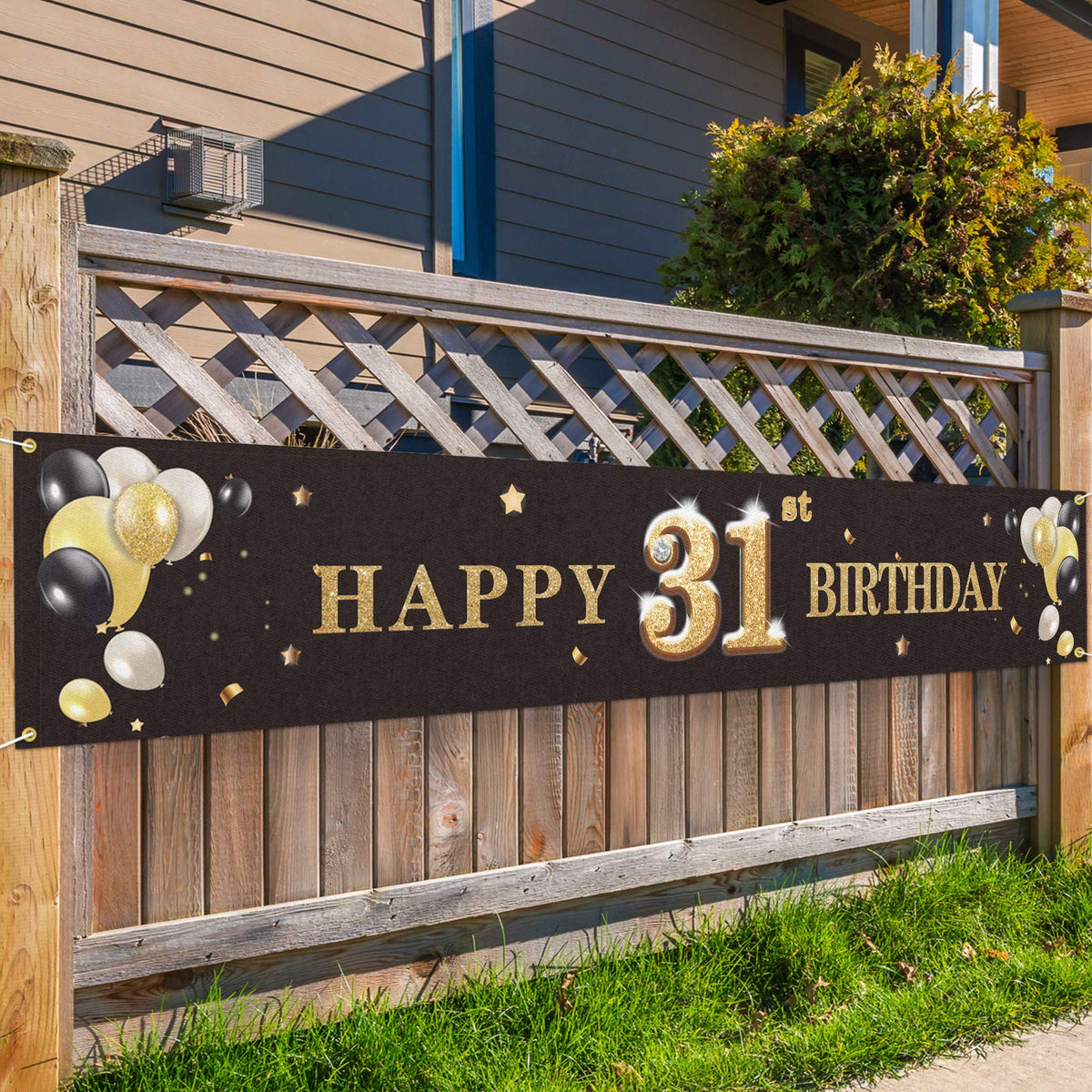 Pakboom Happy 31St Birthday Backdrop Black Photo Background Banner Cheers To 31 Years Old Decorations Party Supplies