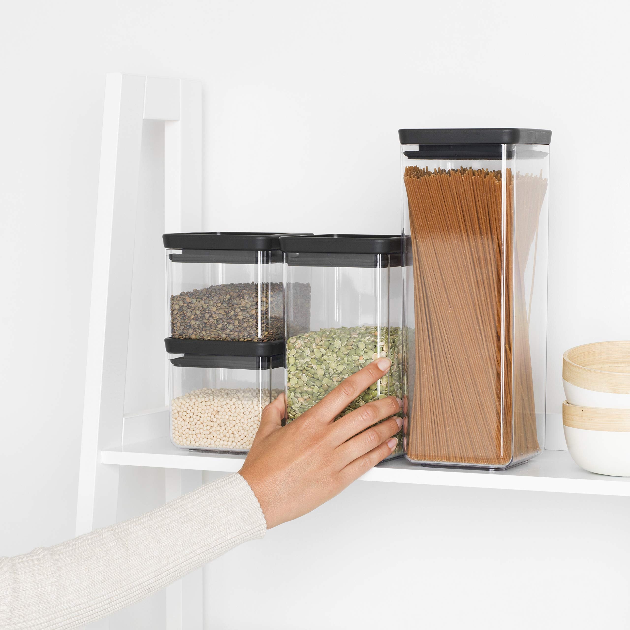 Brabantia Square Canister  Set of 4  Tasty+ - Dark Grey