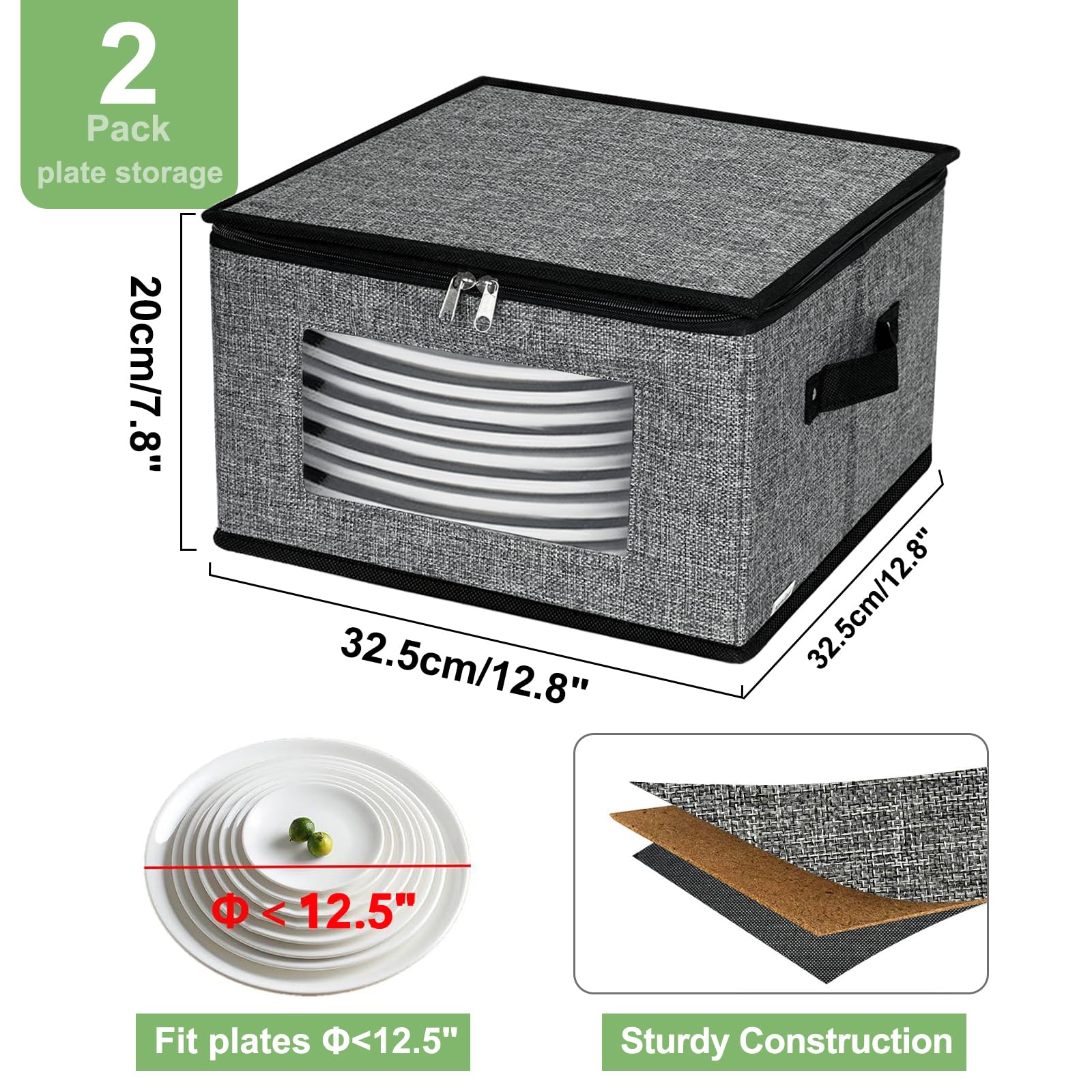 China Storage Containers, 12 Inch Dish Dinner Plate Storage Containers, Hard Shell Quilted Dinnerware Storage Box Case With Lids